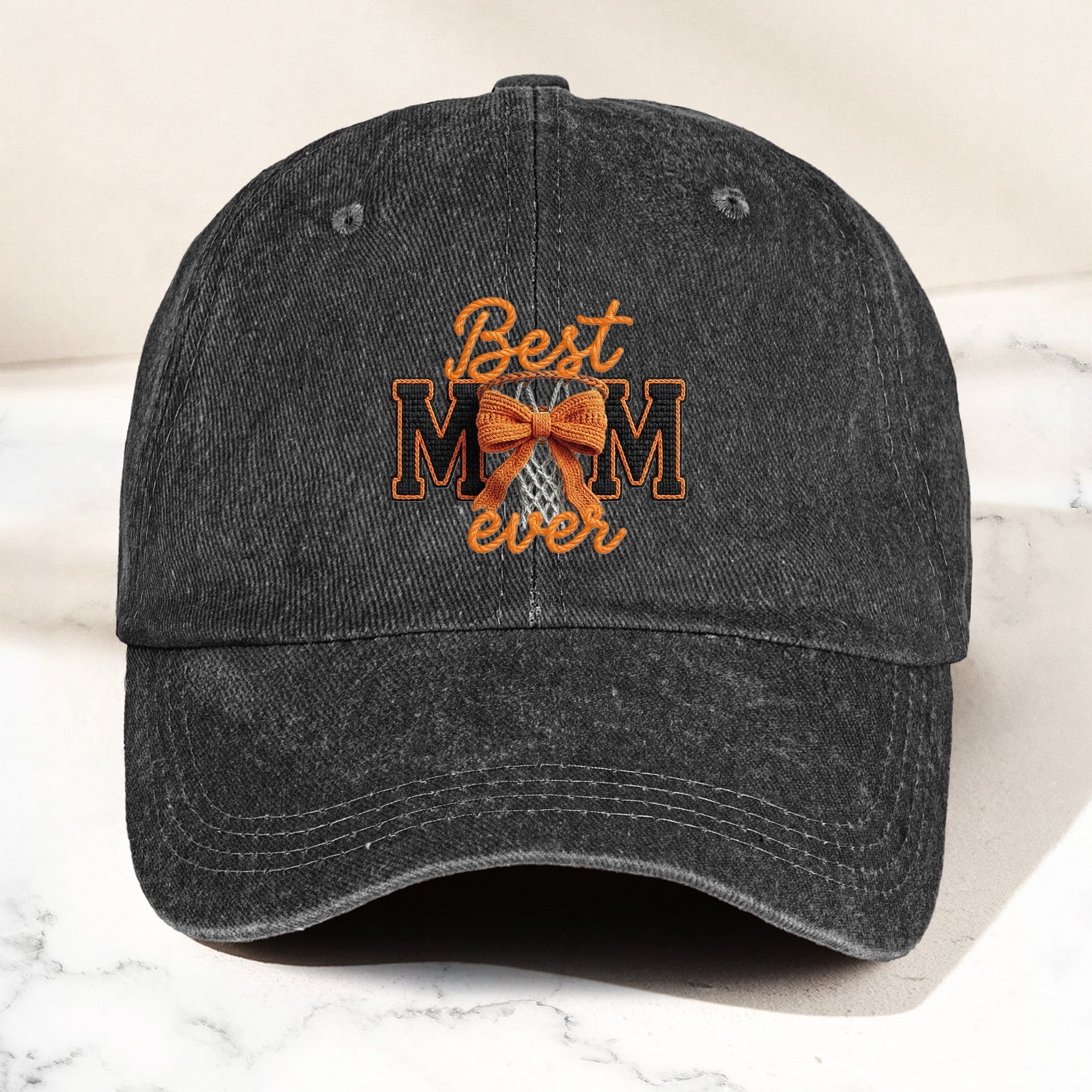 Faux Yarn Print Best Sport Mom Ever - Personalized Cap