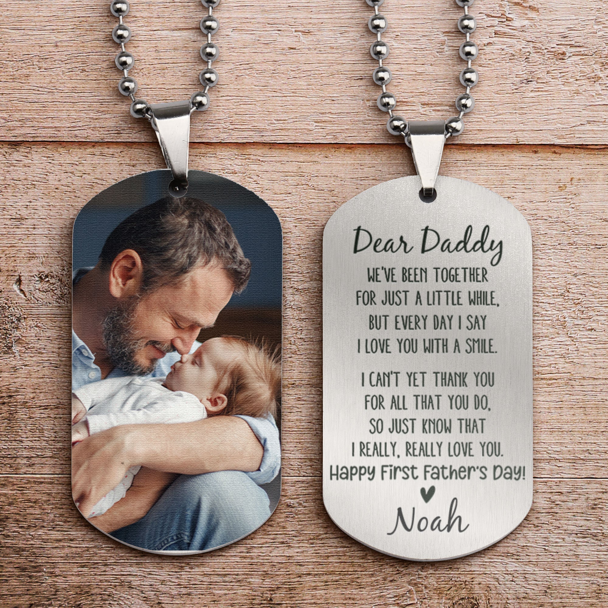 First Father Day Gift We've Been Together - Personalized Photo Dog Tag Necklace