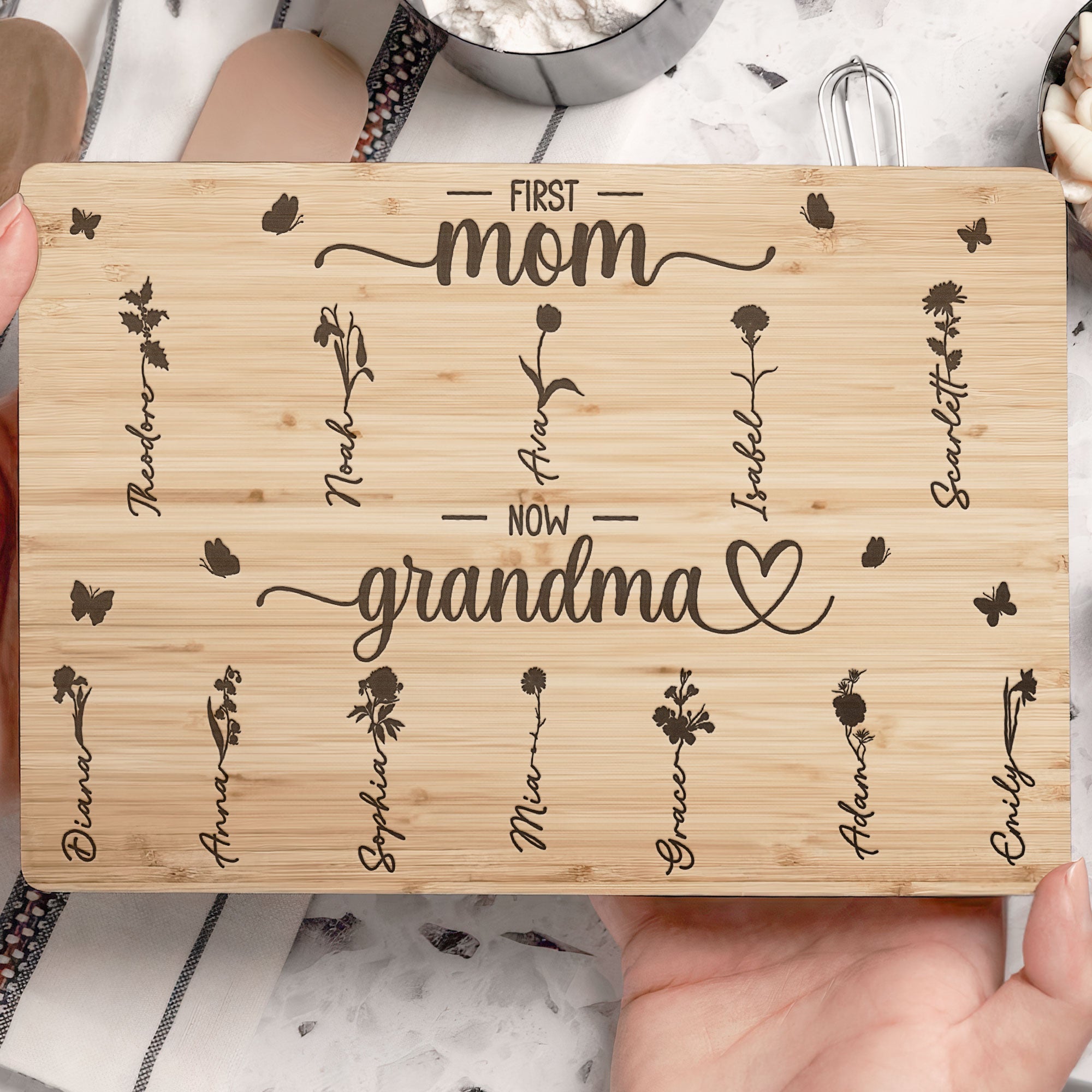 First Mom Now Grandma - Personalized Cutting Board