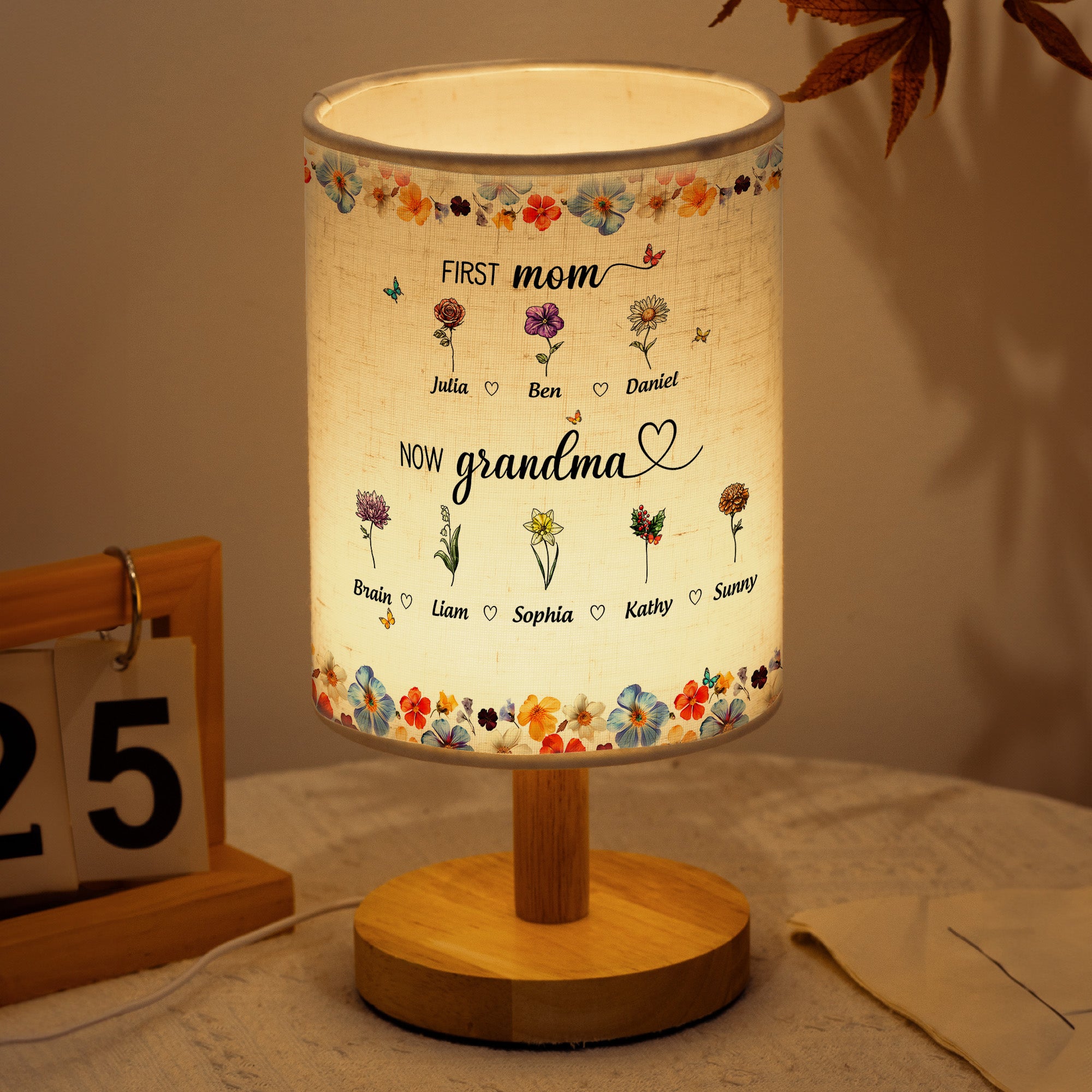 First Mom Now Grandma - Personalized Fabric Lamp