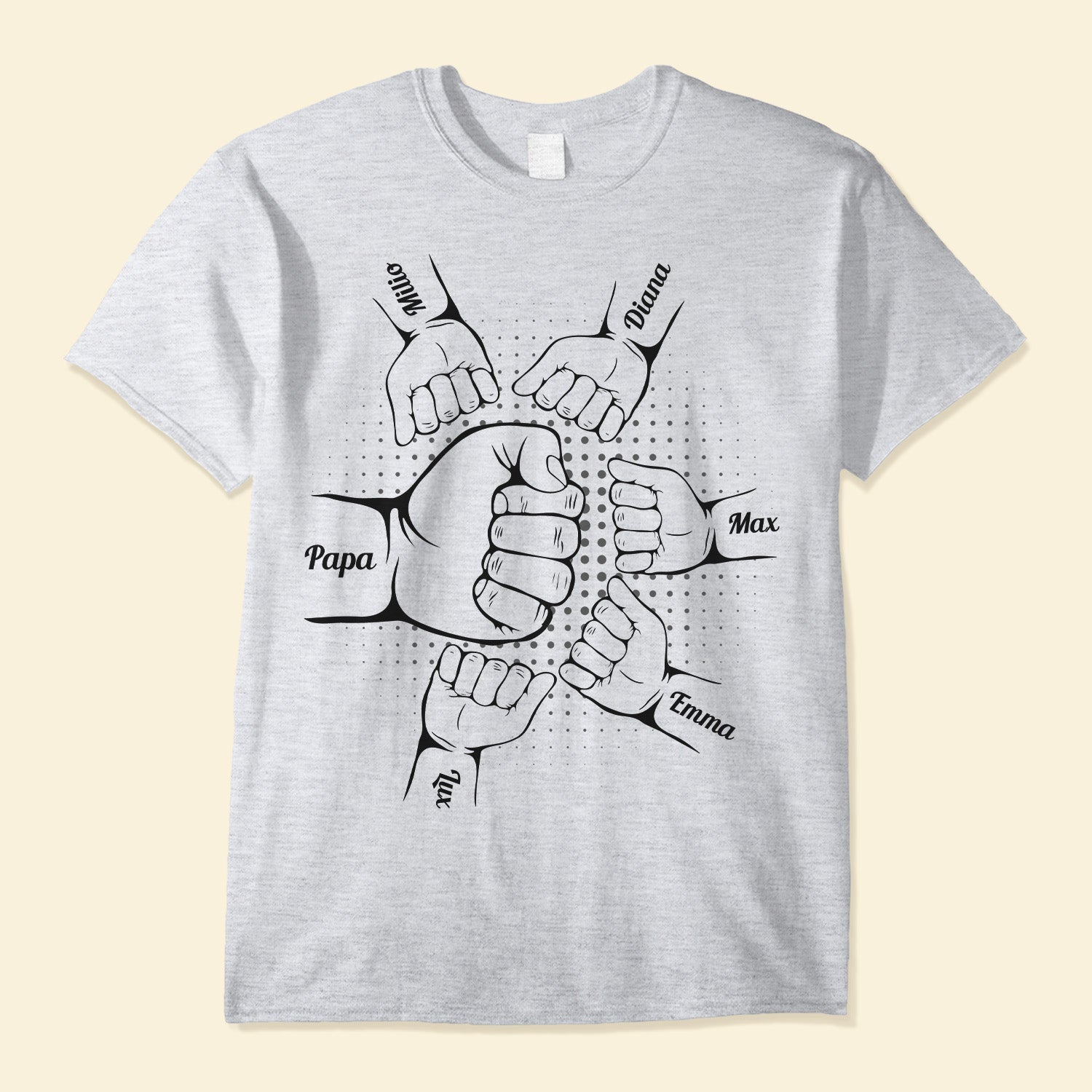 Fist Bump With Kids Father's Day For Dad, Grandpa Up To 15 - Personalized Shirt