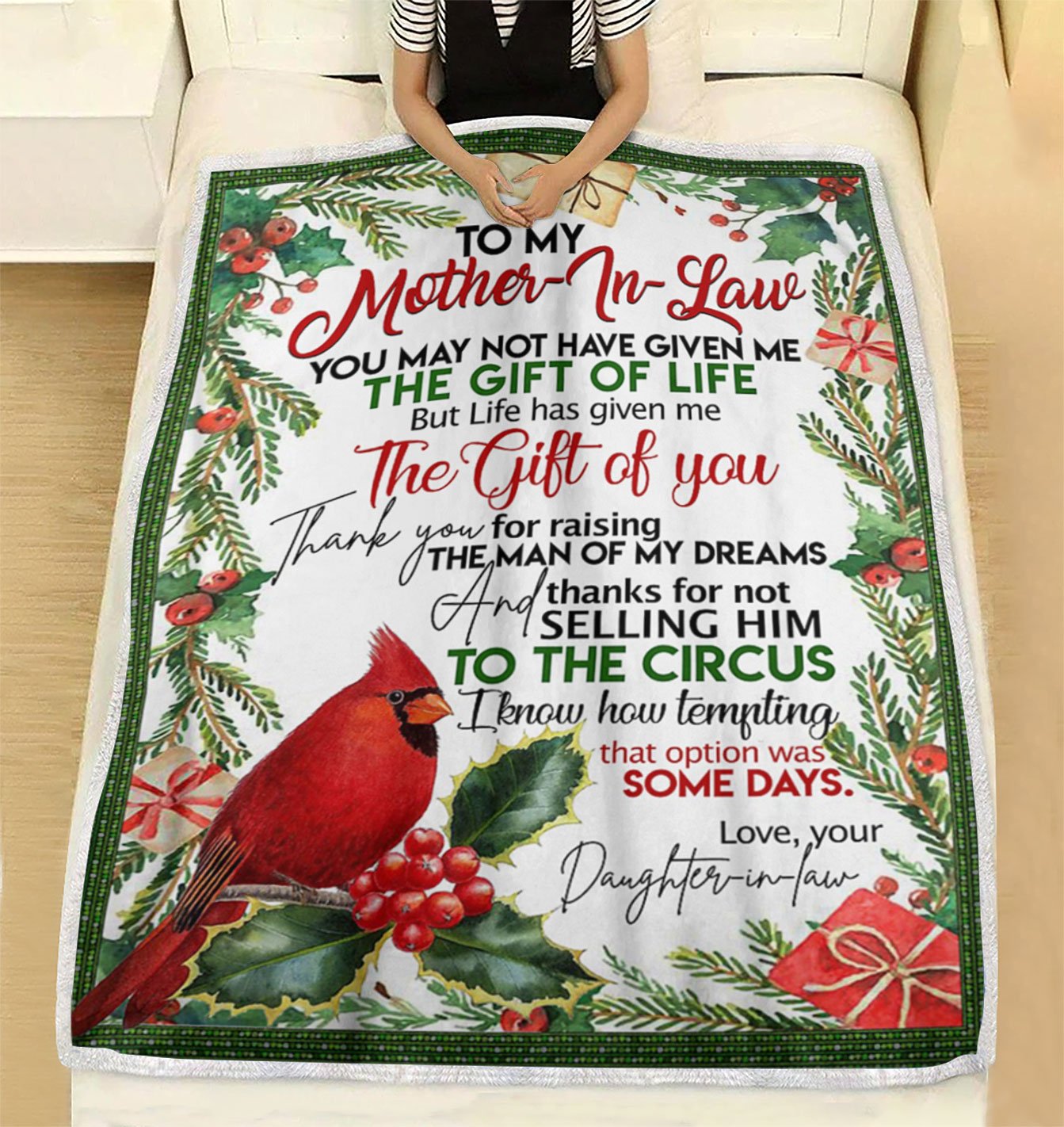 Custom Blanket Cardinal To My Mother In Law Blanket - Gift For Mother - Fleece Blanket-A Loves Gift