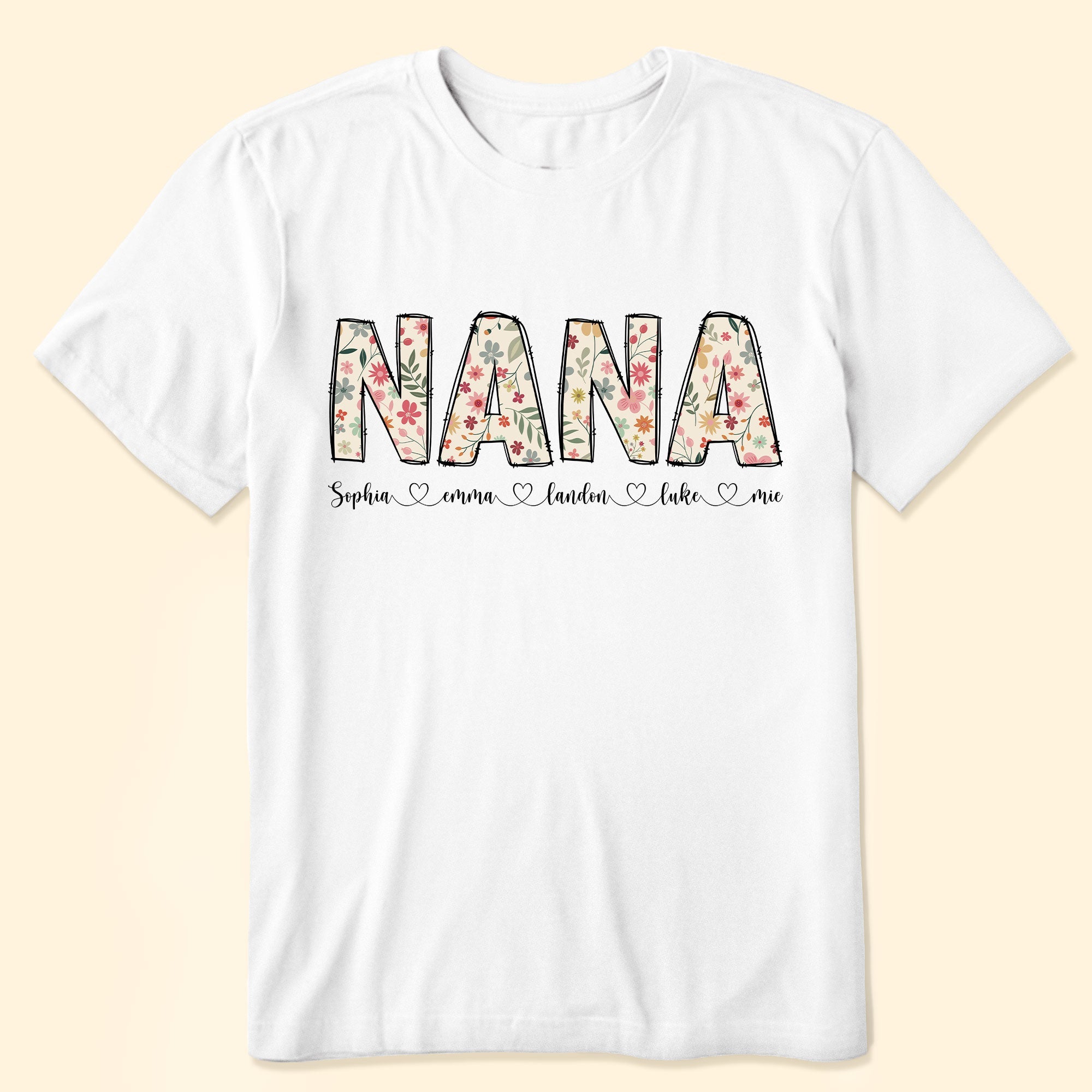 Floral Nana Custom Kids' Names - Personalized Shirt