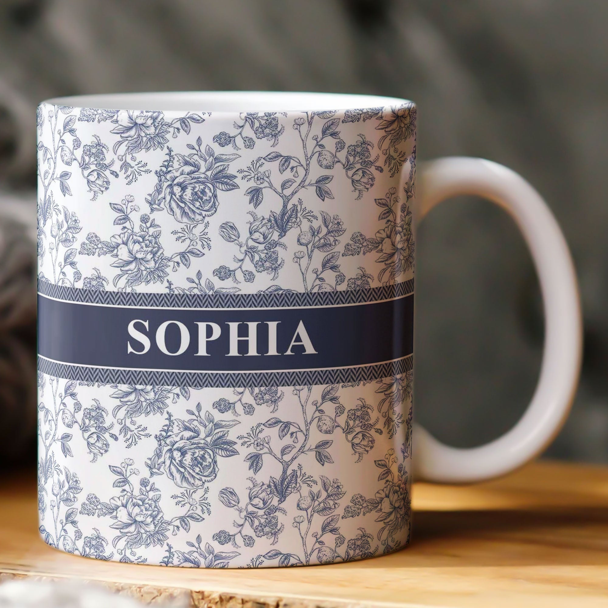 Flower Toile De Jouy Custom Color - Personalized Mug