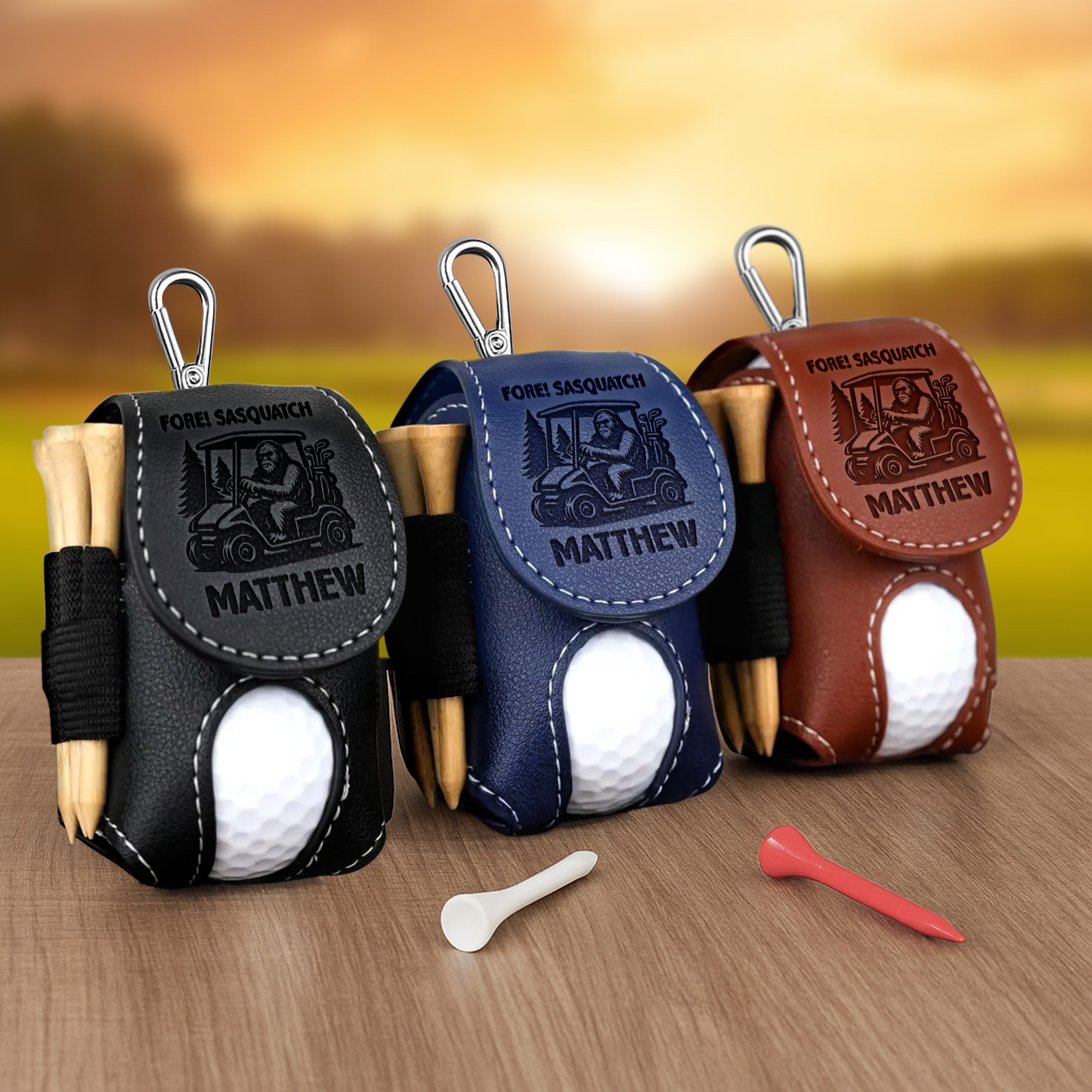 Fore! Sasquatch - Bigfoot Golfer, Golf Lovers - Personalized Golf Ball Holder