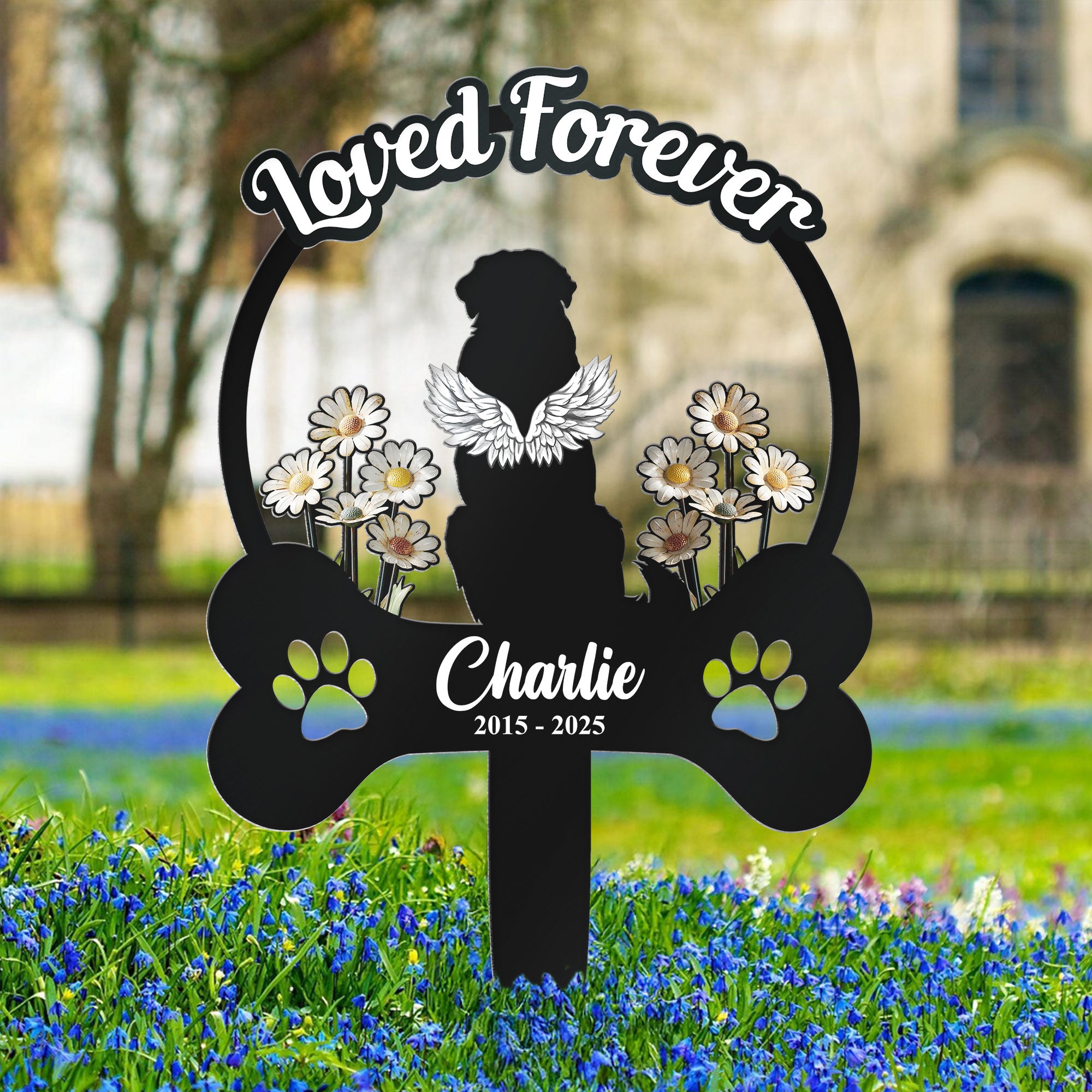 Forever Loved Angels With Paws - Personalized Metal Garden Stake