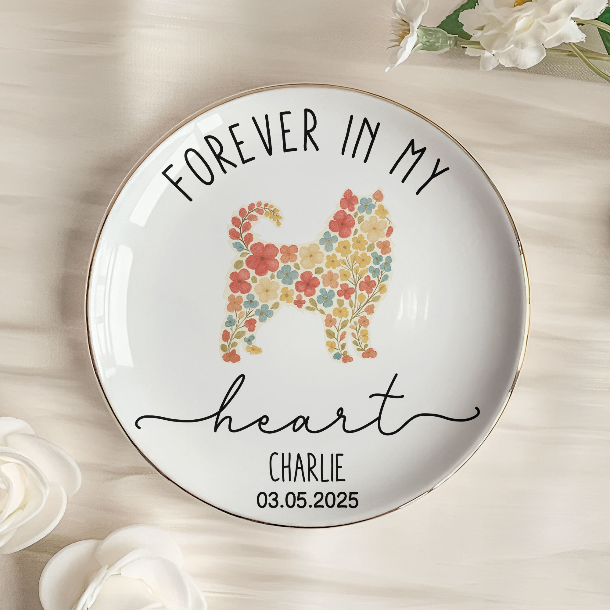 Forever Loved Loss Of Dog - Personalized Jewelry Dish