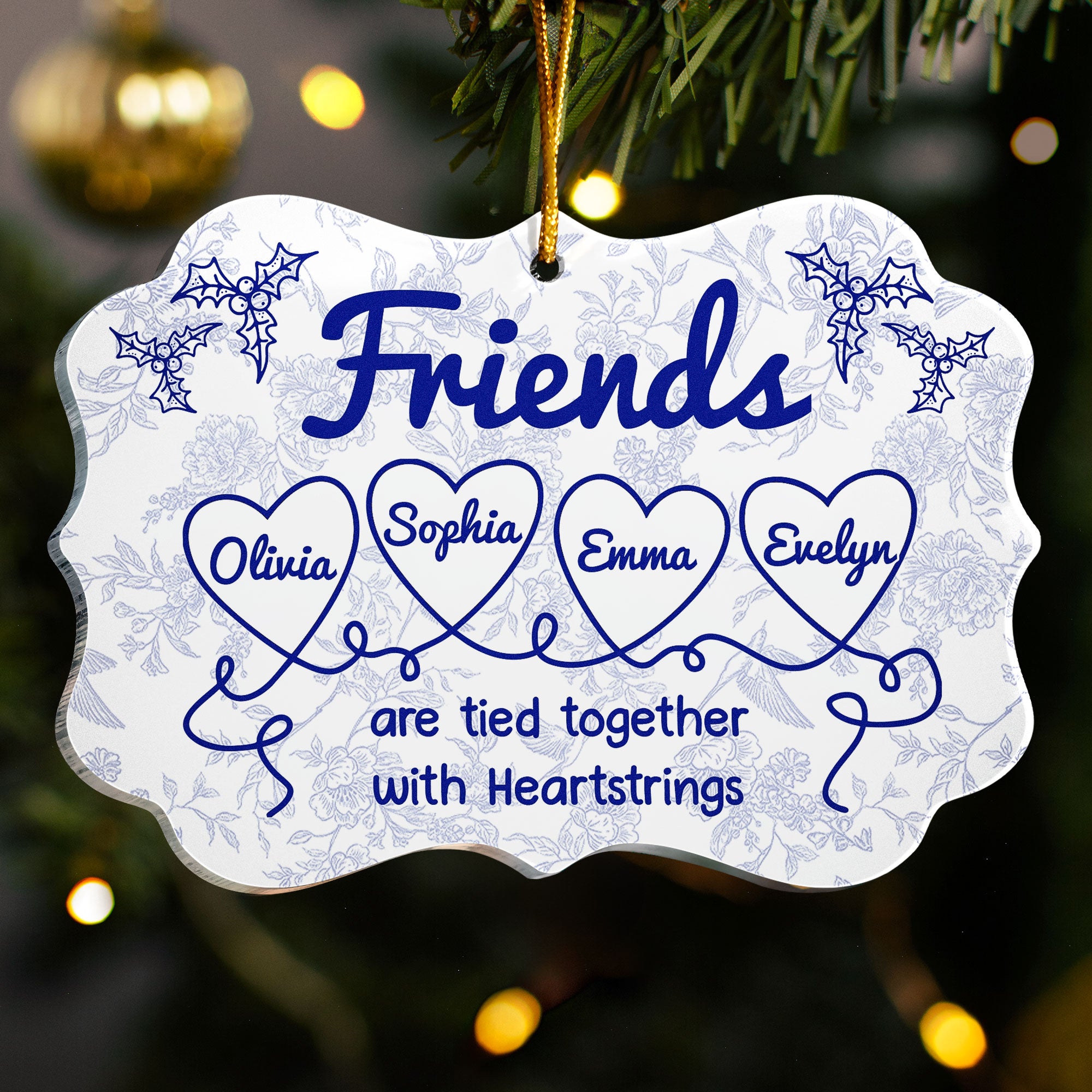 Friends Are Tied Together With Heartstrings - Personalized Acrylic Ornament