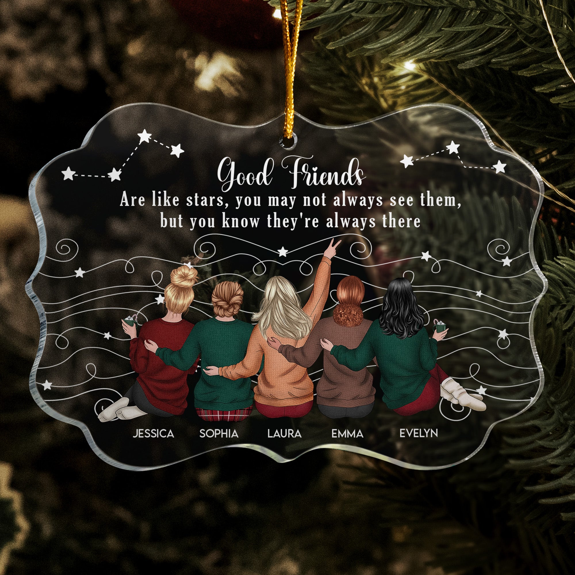 Friends Like Star - Thank You Gifts For Friends, Sisters - Personalized Acrylic Ornament - Gift For Friend