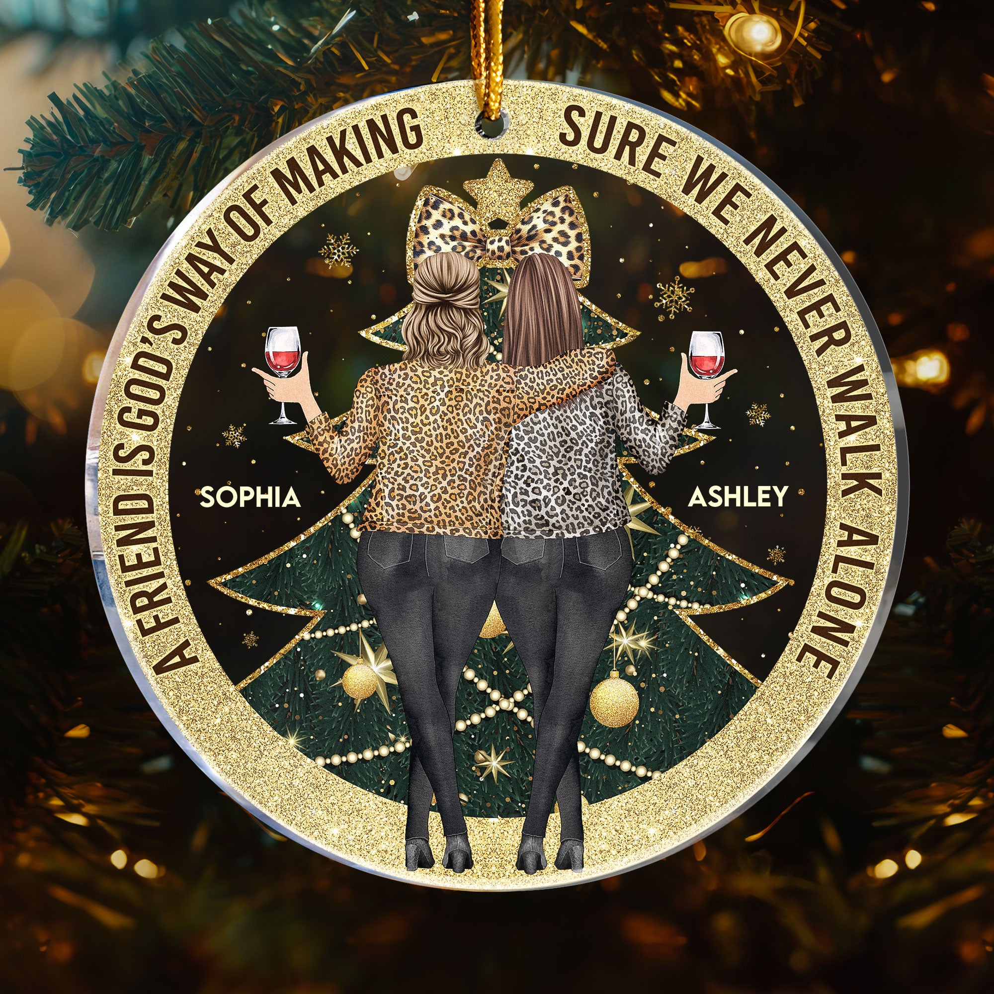 Friends Sisters Together - Personalized Acrylic Ornament - Gift For Friend
