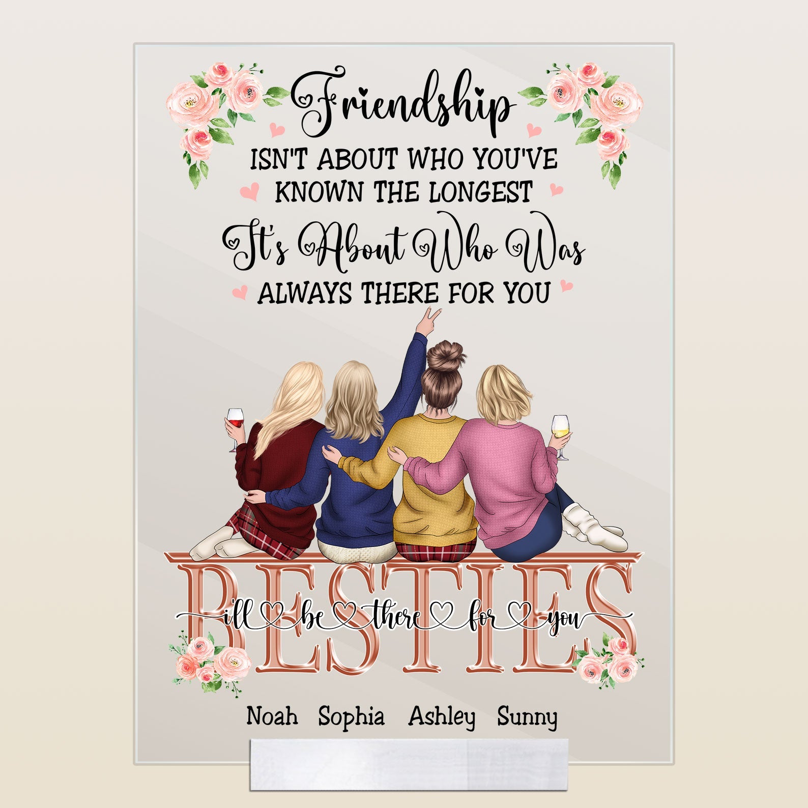 Friendship, It's About Who Was Always There For You - Personalized Acrylic Plaque - Birthday, Friendship day, Friend's Day Gift For Friends, Besties, Bff