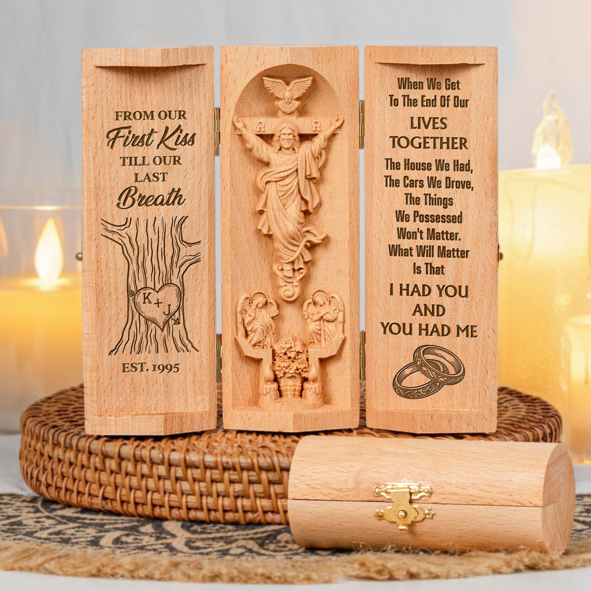 From Our First Kiss Till Our Last Breath - Personalized Wooden Plaque