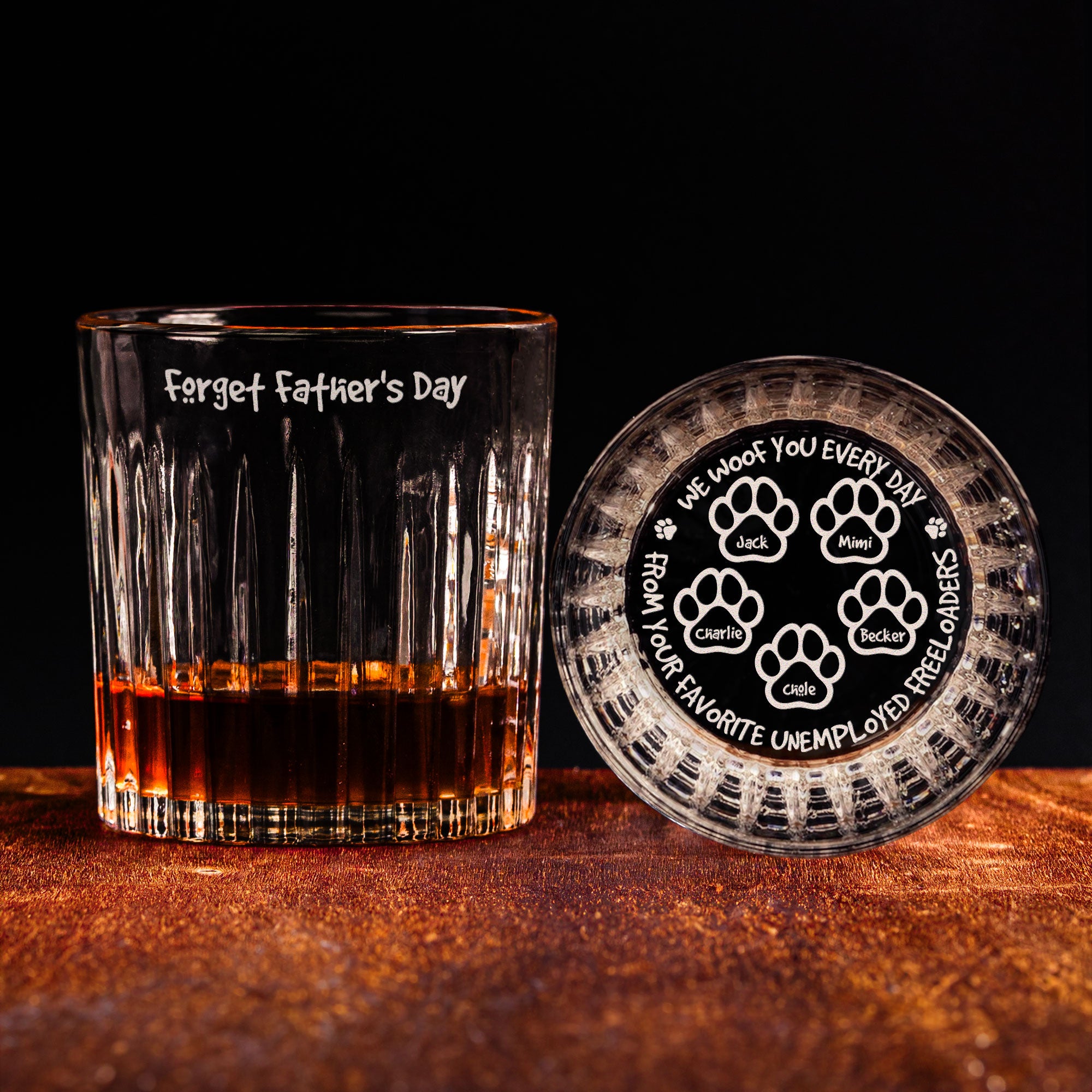 From Your Favorite Unemployed Freeloader Dog Dad - Personalized Engraved Whiskey Glass