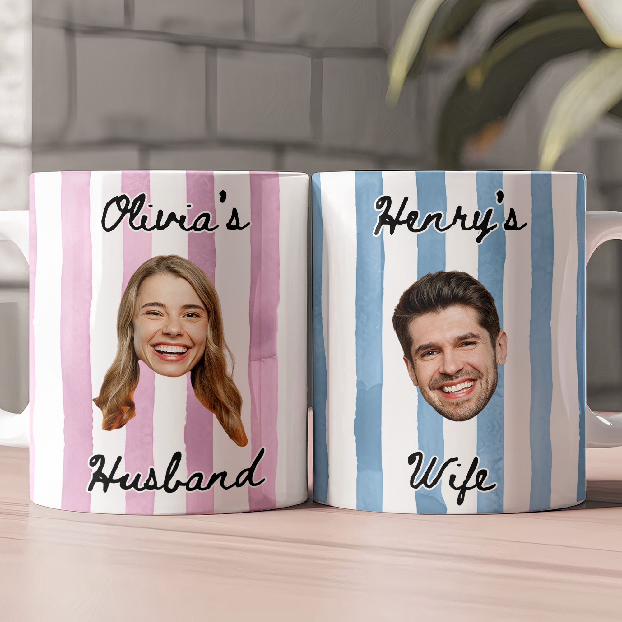 Funny Couple Gift Custom Photo Stripes Mug - Personalized Photo Mug