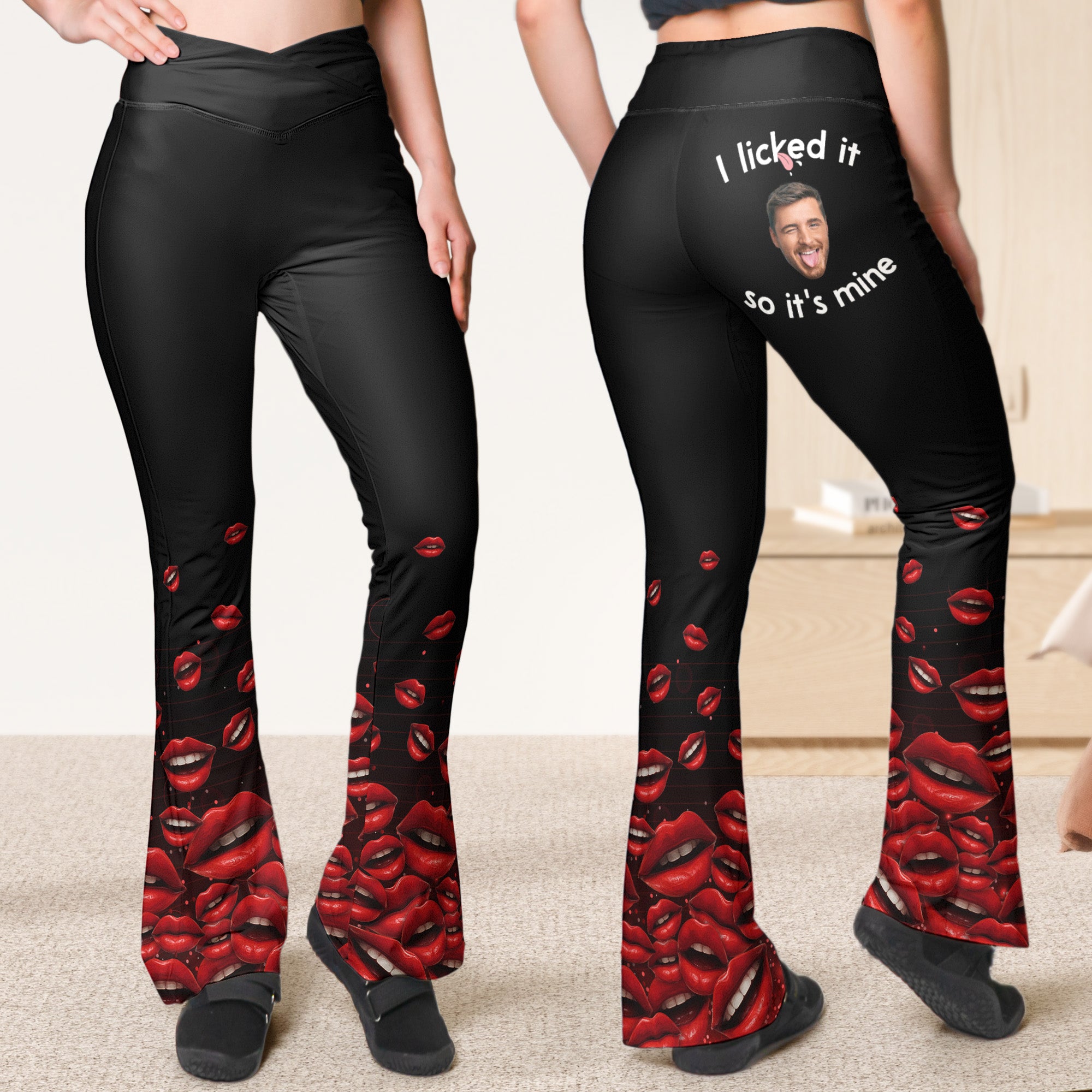 Funny Wife Gift I Licked It So It's Mine - Personalized Photo Flare Leggings