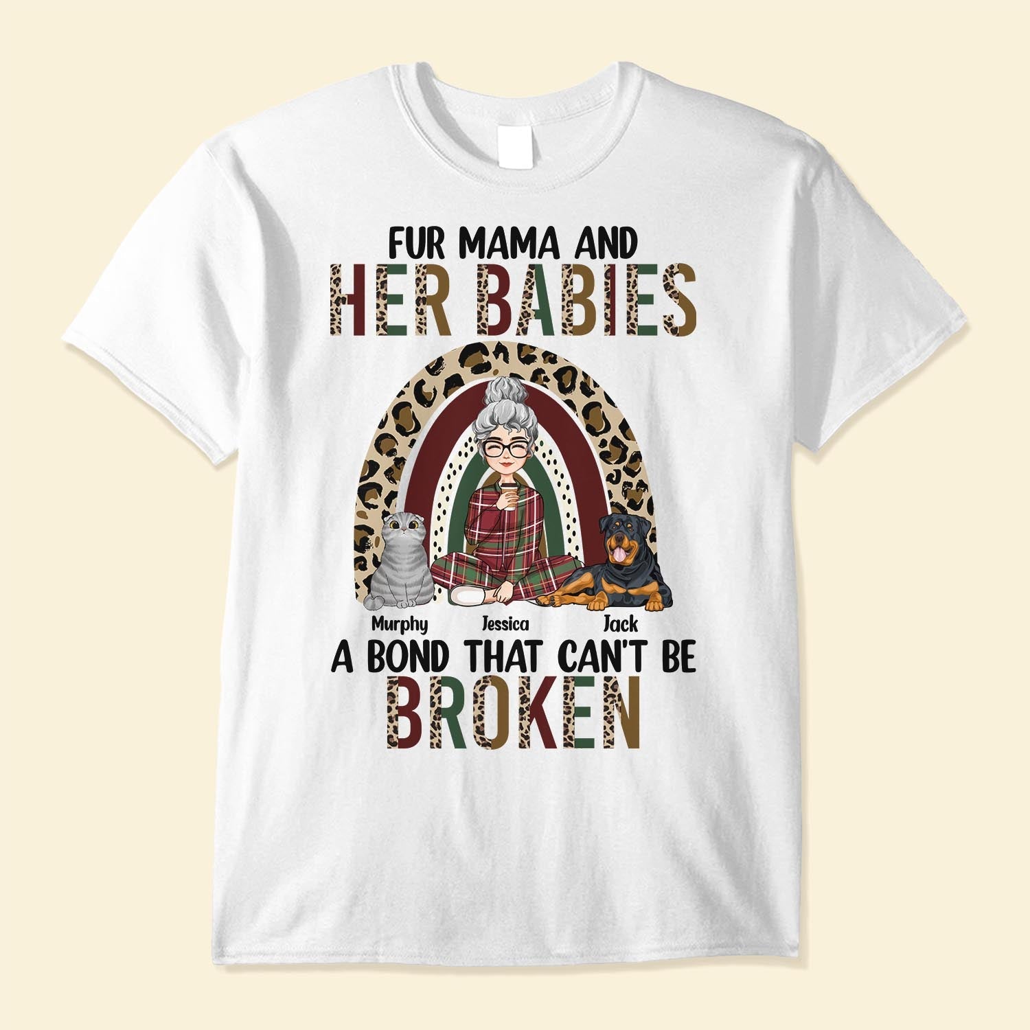 Fur Mama & Her Babies - Personalized Shirt - Christmas, Loving, Birthday Gift For Dog Mom, Cat Mom, Fur Mom, Pet Lovers