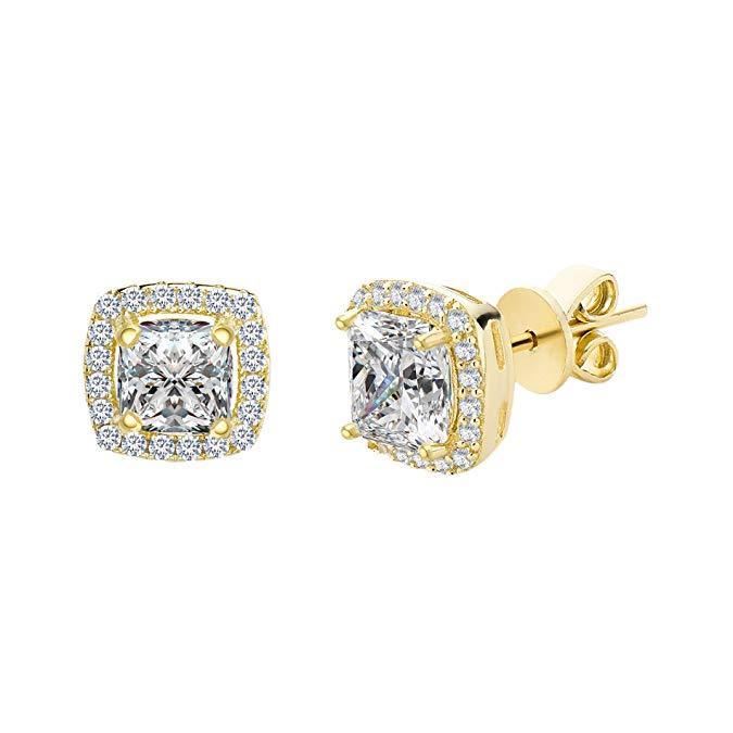 3.50 CTTW Cushion Cut Cubic Zirconia Sterling Silver Studs, Earring, Riakoob Jewelry, Riakoob Jewelry  jewelryjewelry deals, swarovski crystal jewelry, groupon jewelry,, jewelry for mom,
