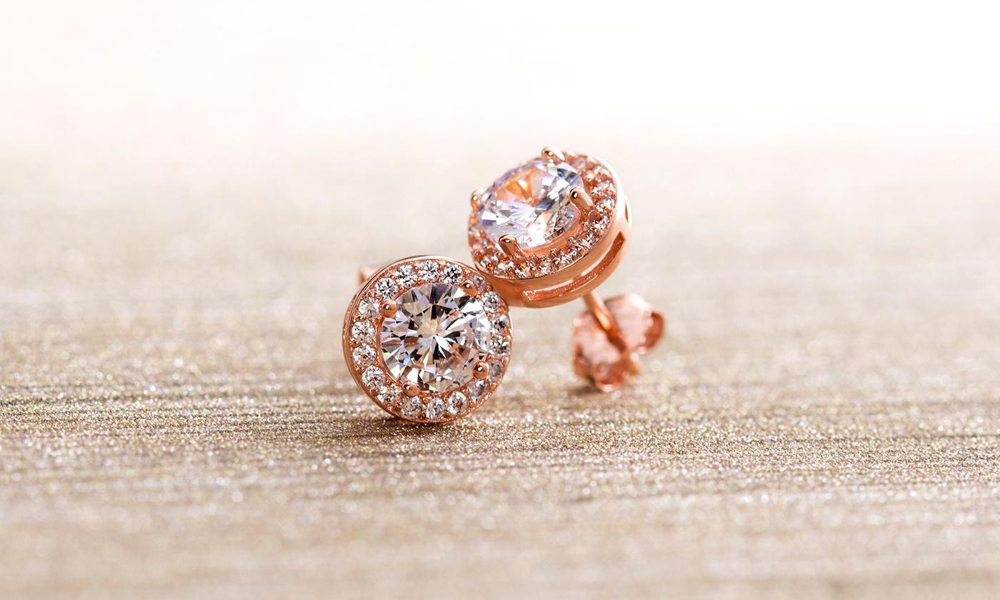 3.44 CTTW Halo Stud Earrings with Swarovski Elements, , Riakoob Jewelry, Riakoob Jewelry  jewelryjewelry deals, swarovski crystal jewelry, groupon jewelry,, jewelry for mom,