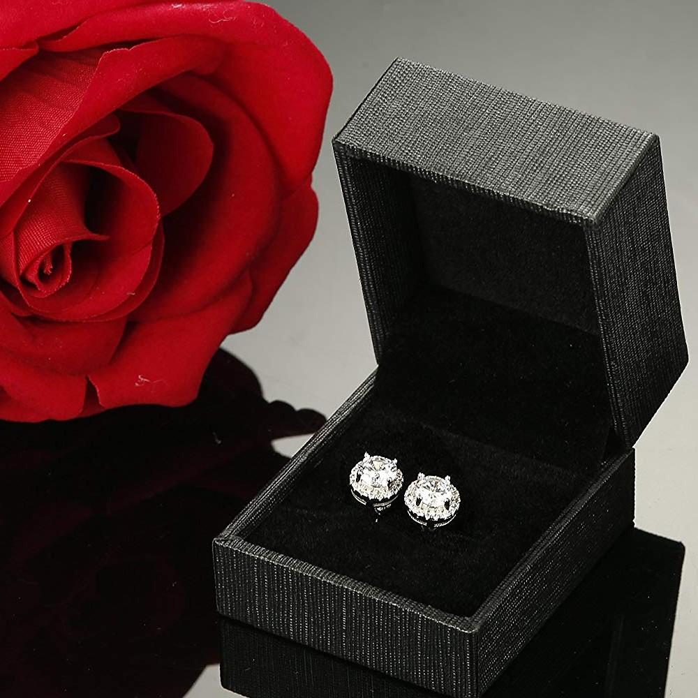 Halo Stud Earrings with Swarovski Crystals with  Gift Box, , Riakoob Jewelry, Riakoob Jewelry  jewelryjewelry deals, swarovski crystal jewelry, groupon jewelry,, jewelry for mom,