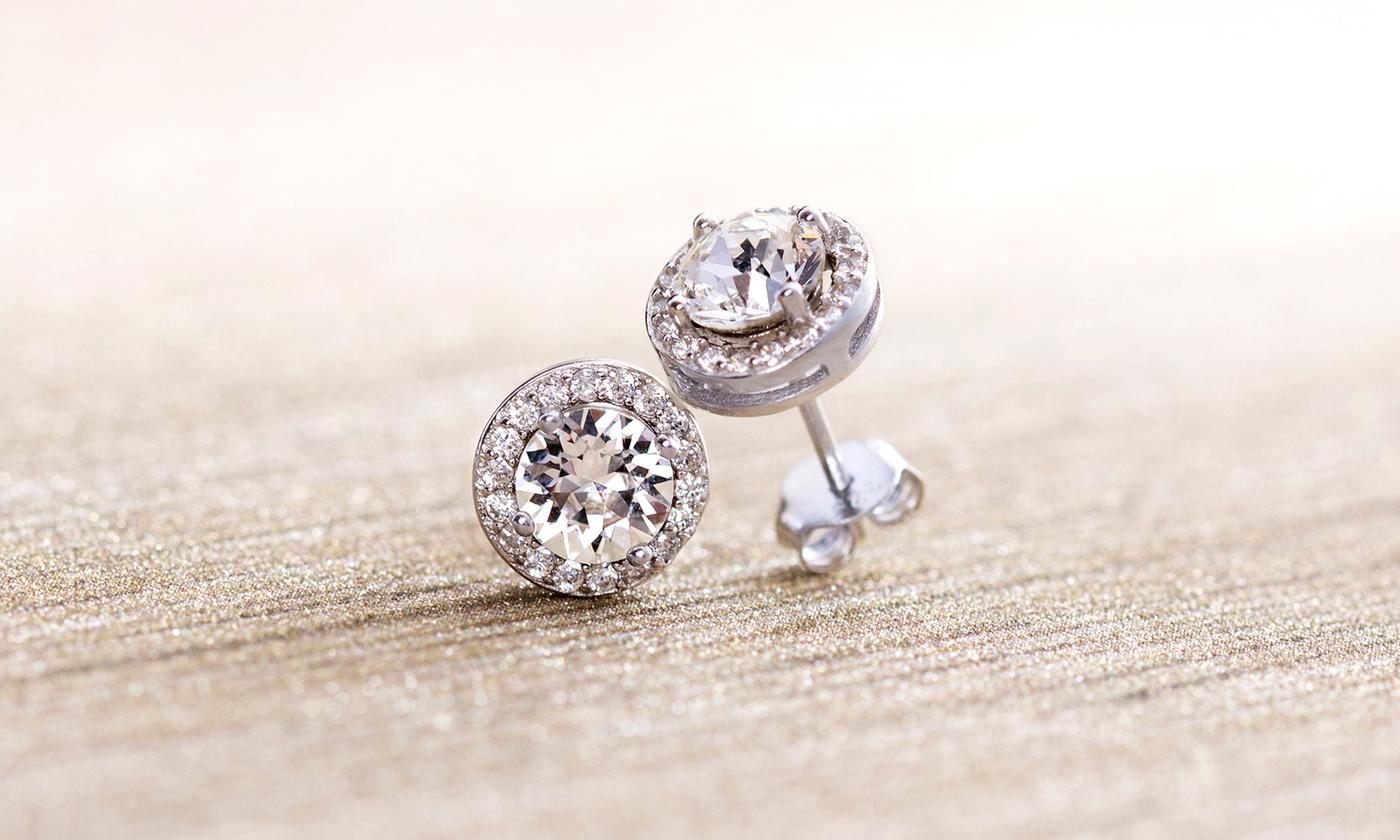 3.44 CTTW Halo Stud Earrings with Swarovski Elements, , Riakoob Jewelry, Riakoob Jewelry  jewelryjewelry deals, swarovski crystal jewelry, groupon jewelry,, jewelry for mom,