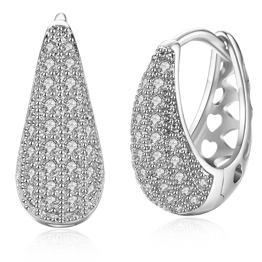 Luxe Crystal Micro-Pav'e Pear Shaped Teardrop Huggies Set in Goldtone - 3 Finishes - Riakoob Jewelry