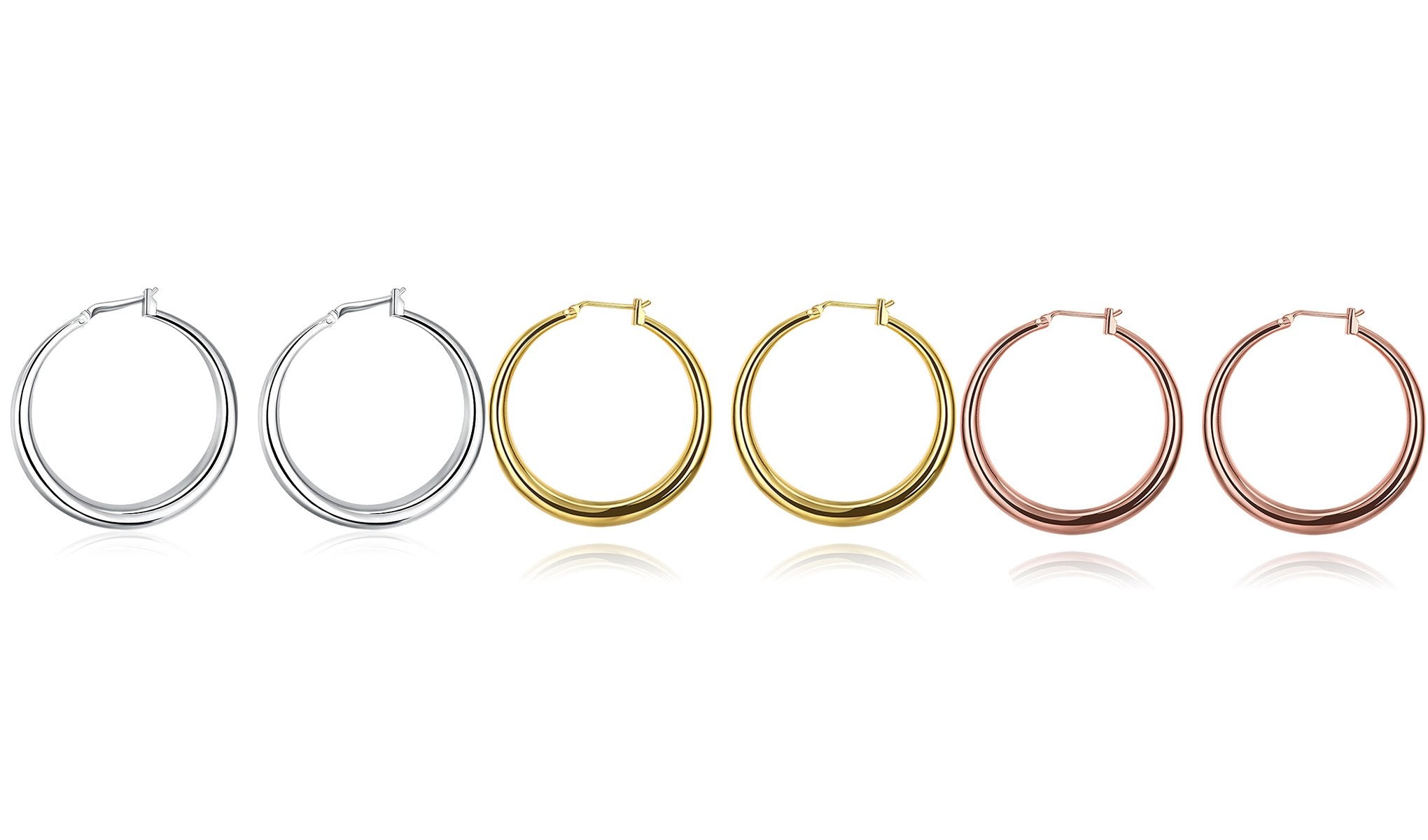 Italian-Made Gold Plated French Lock Hoop Earrings (3-Pack) - Riakoob Jewelry www.goldennycjewelry.com fashion jewelry for women