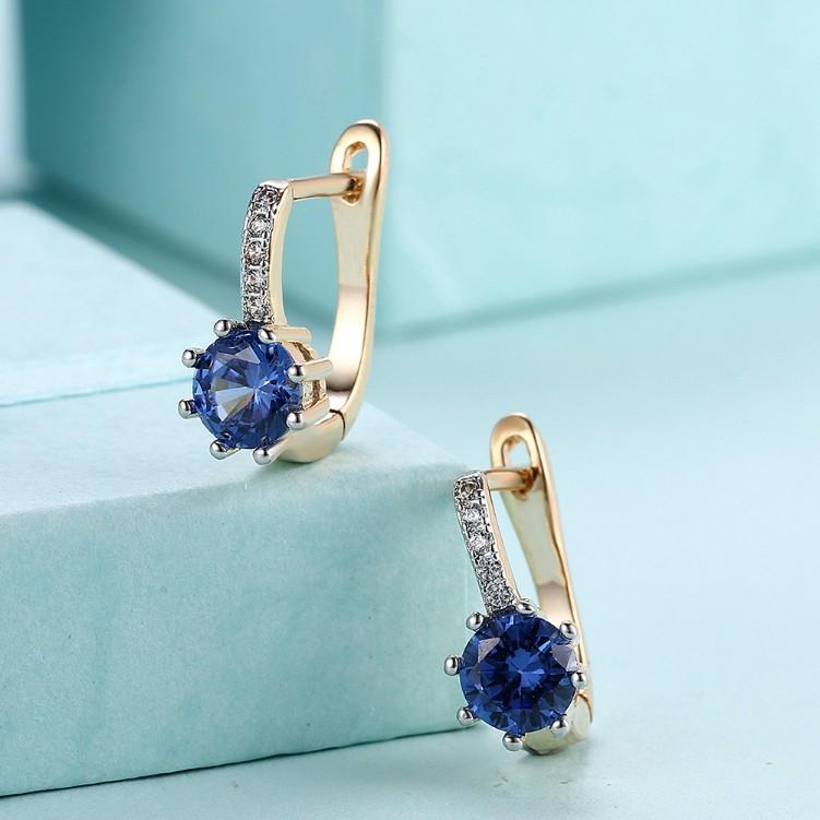 Created Star Shaped Micro Pav'e Leverback Earrings Set in Goldtone - Riakoob Jewelry