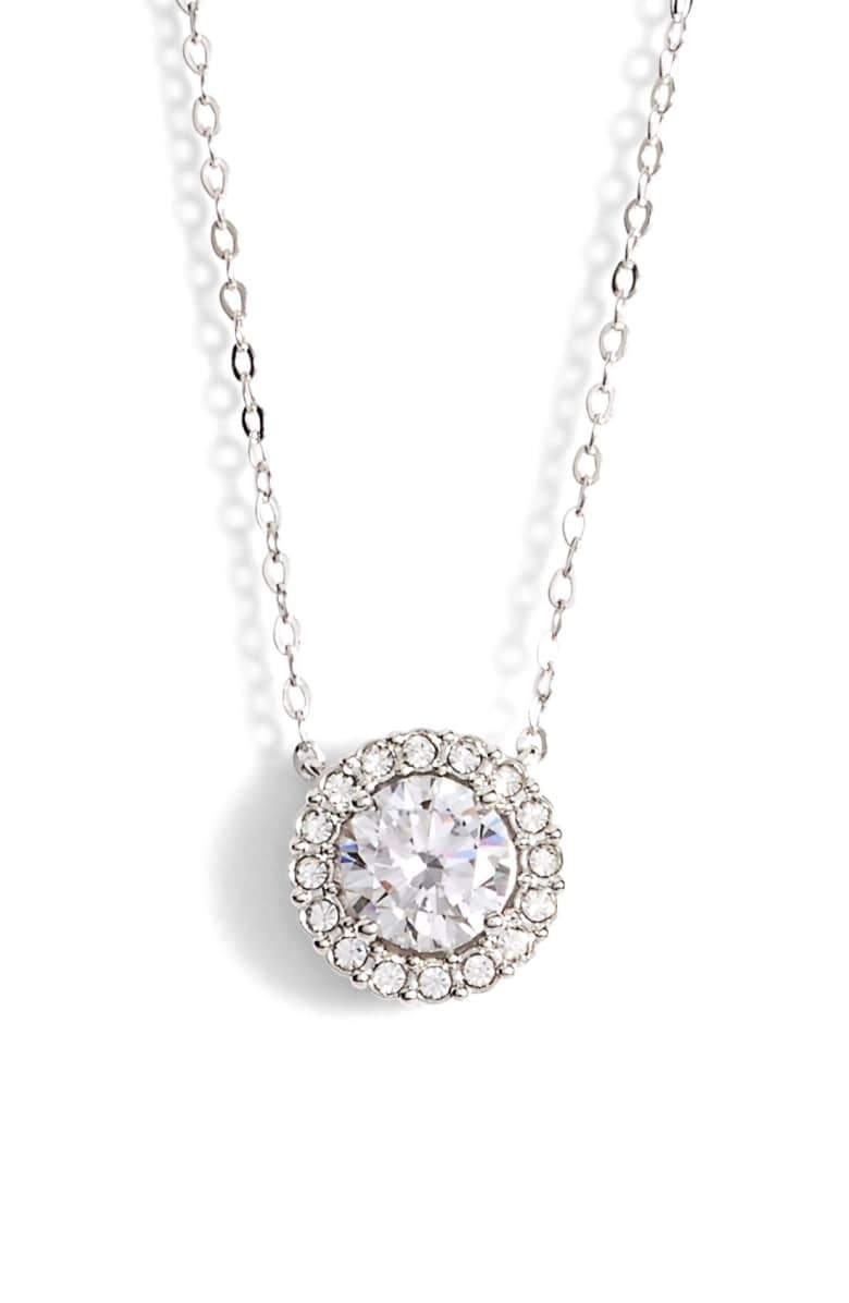 1.00 CT Swarovski Crystal Halo Disc Necklace 18" -  Silvertone, Necklace, Riakoob Jewelry, Riakoob Jewelry  jewelryjewelry deals, swarovski crystal jewelry, groupon jewelry,, jewelry for mom,