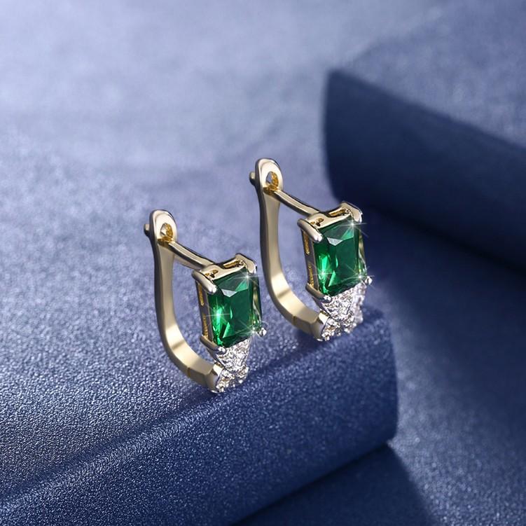 Created Emerald Twisted Leverback Earrings - Riakoob Jewelry www.goldennycjewelry.com fashion jewelry for women