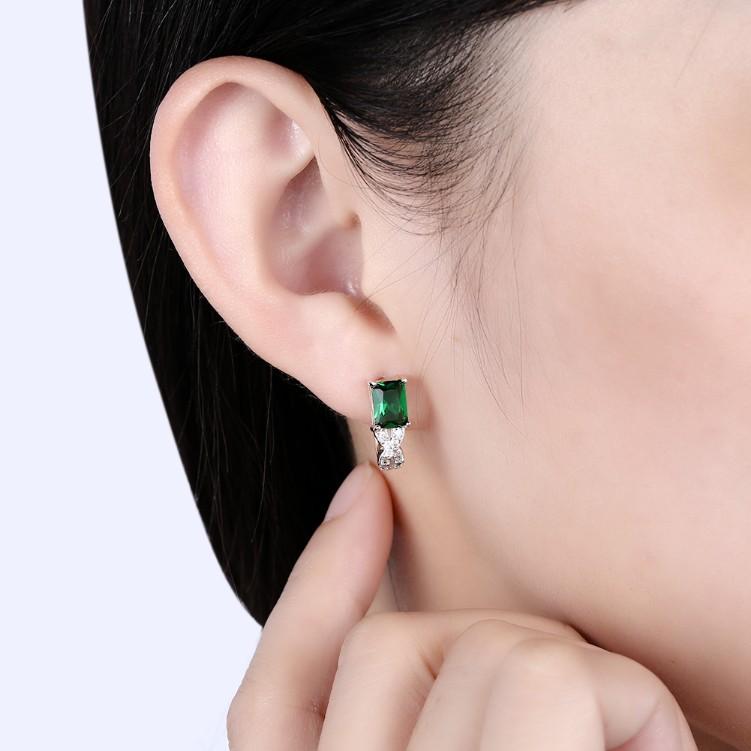Created Emerald Twisted Leverback Earrings - Riakoob Jewelry www.goldennycjewelry.com fashion jewelry for women