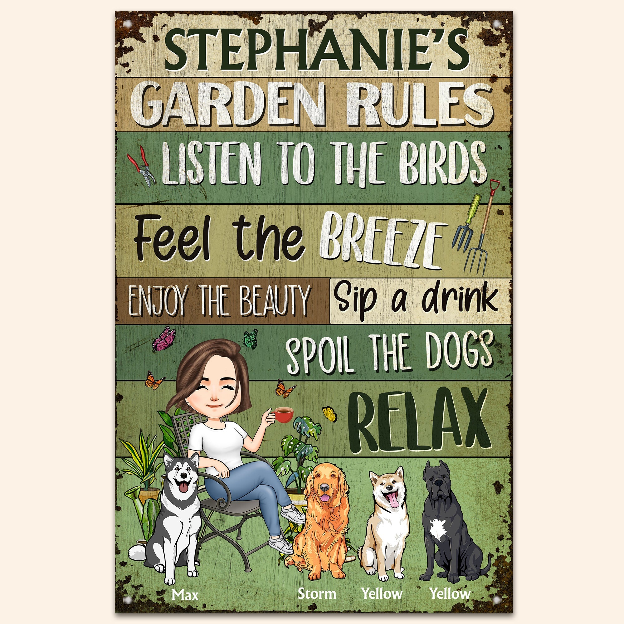 Garden Rules  - Personalized Metal Sign