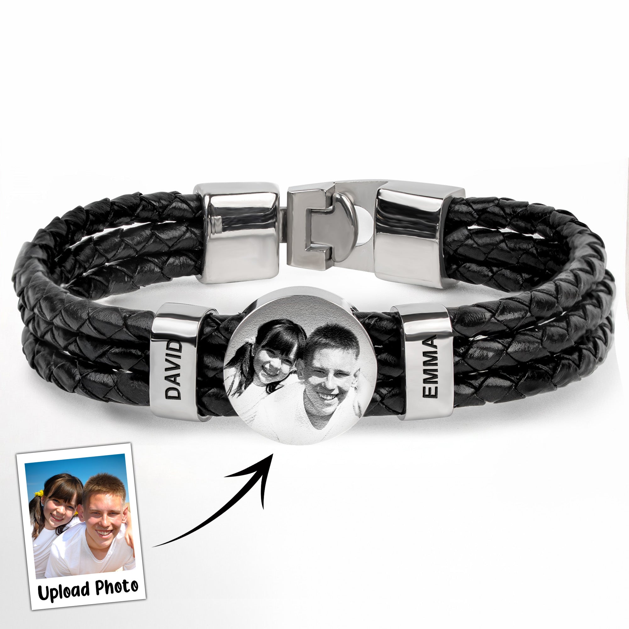 Gift For Brother - Personalized Photo Leather Bracelet