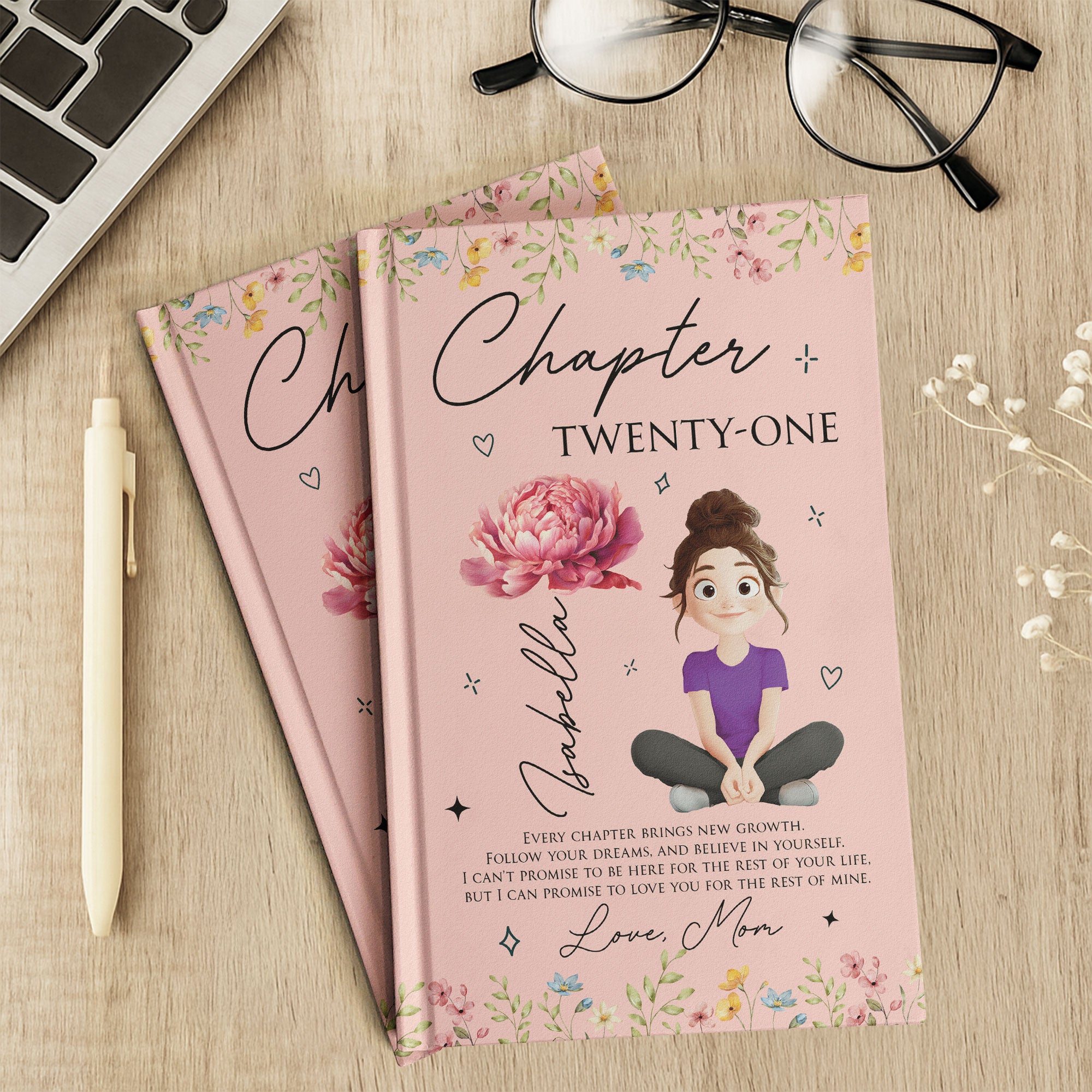 Gift For Daughter Granddaughter Birth Flower - Personalized Hardcover Journal