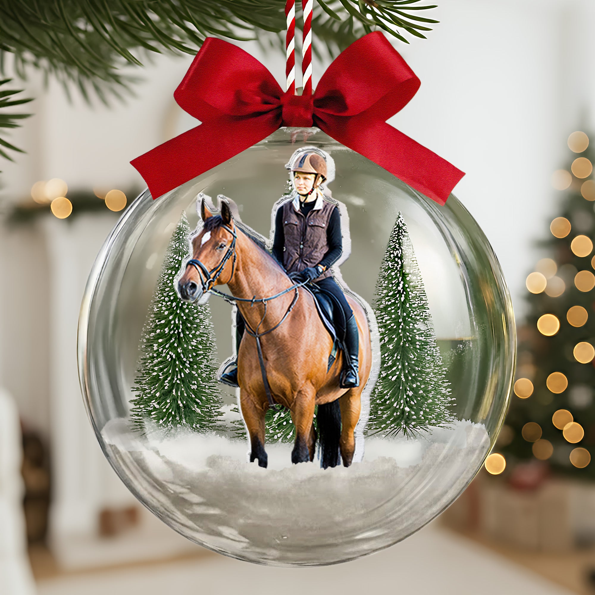 Gift For Horse Lovers - Personalized Christmas Ball Photo Ornament