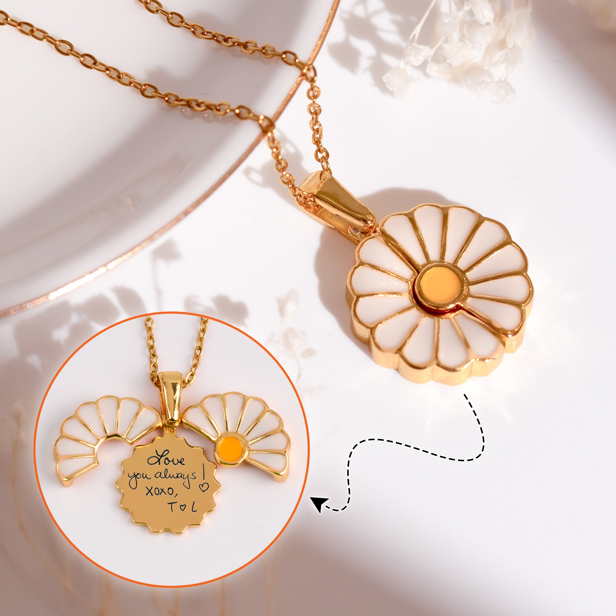 Gift For Loved Ones - Personalized Daisy Necklace With Hidden Message