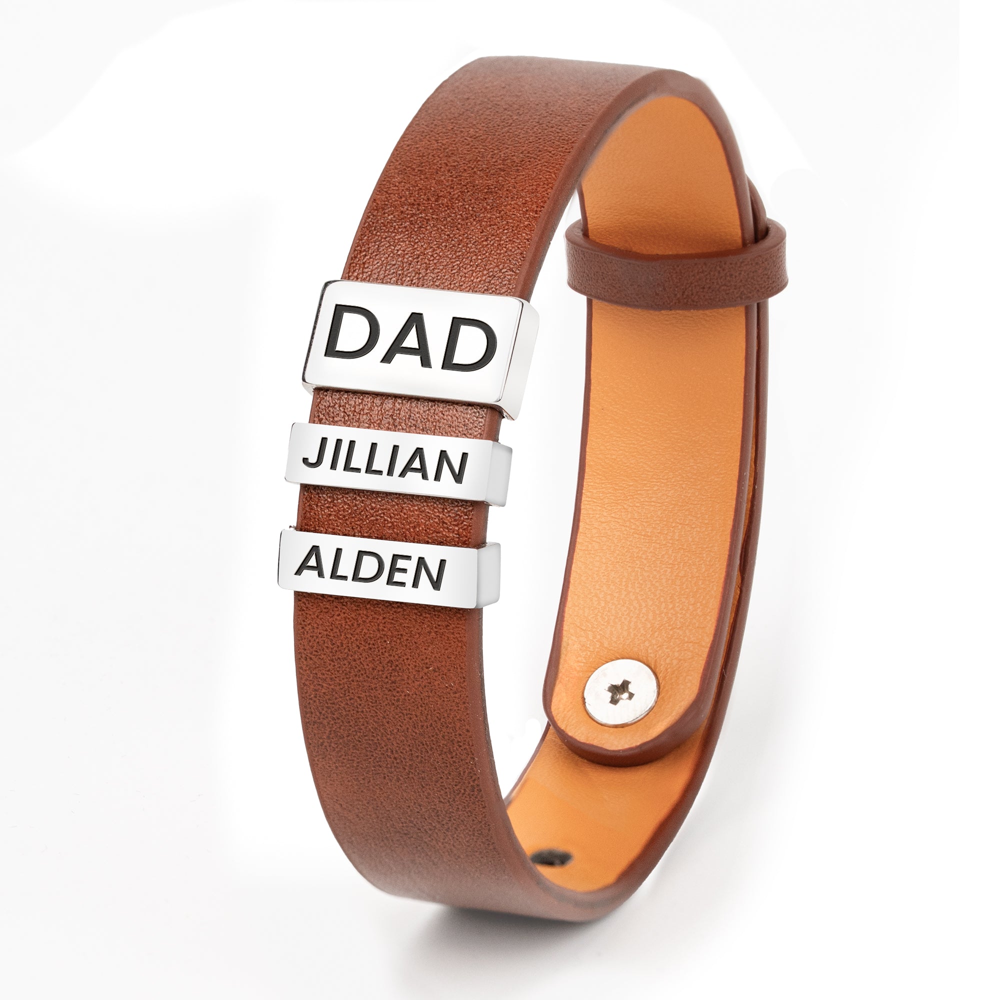 Gift For Men - Personalized Leather Bracelet With Name Beads