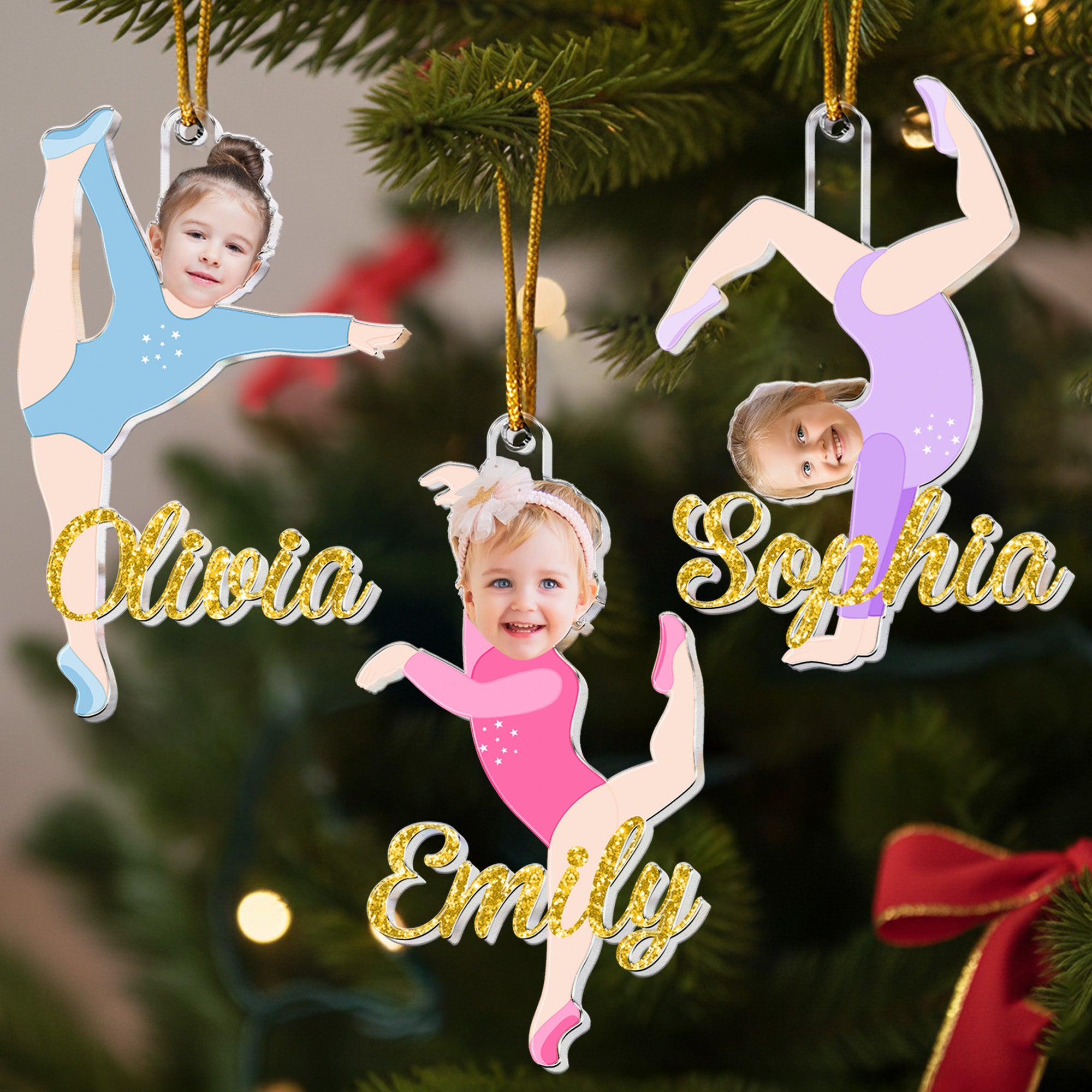 Girls Gymnastic Christmas Ornament - Personalized Acrylic Photo Ornament