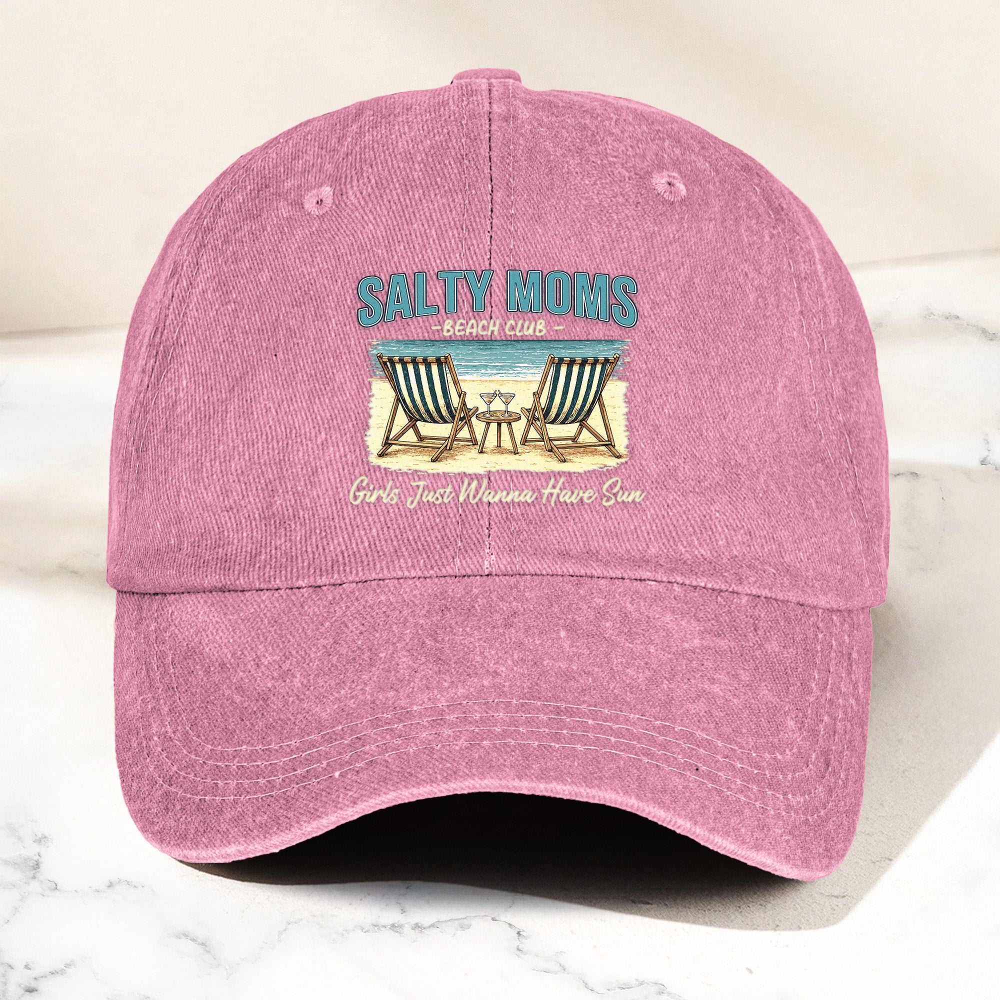 Girls Just Wanna Have Sun - Personalized Distressed Denim Cap