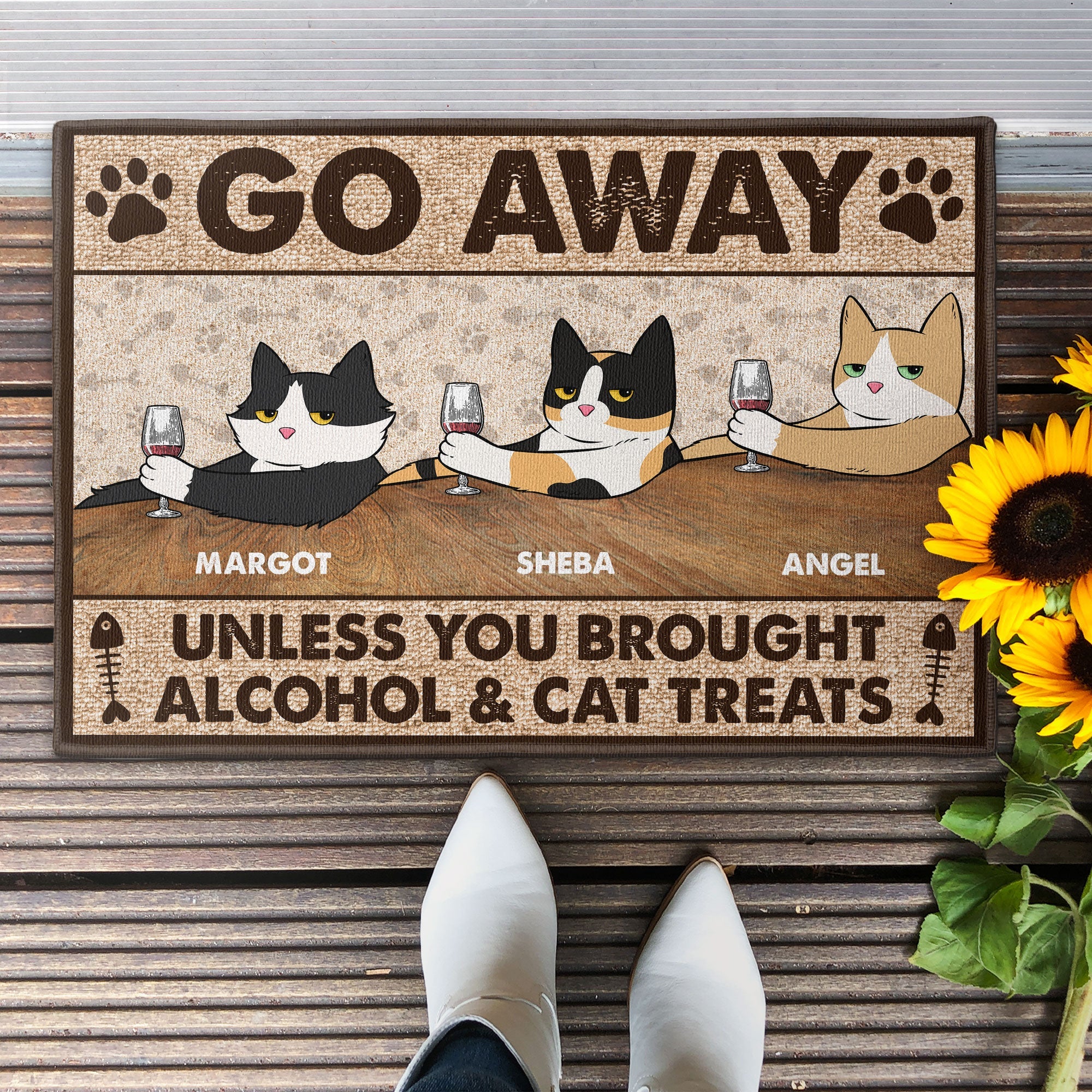 Go Away Unless You Brought Alcohol & Cat Treats - Personalized Doormat