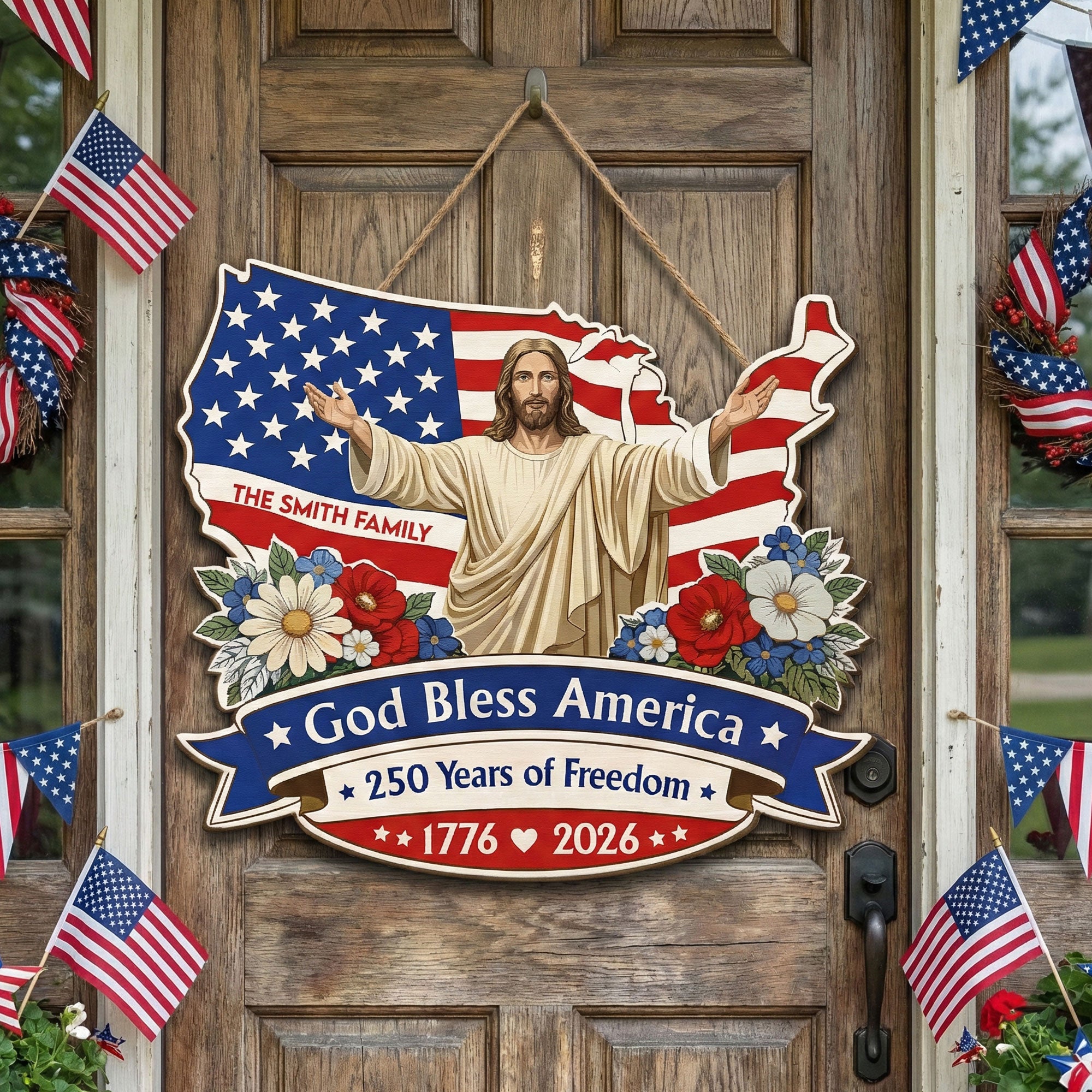 God Bless America - Personalized Wood Sign