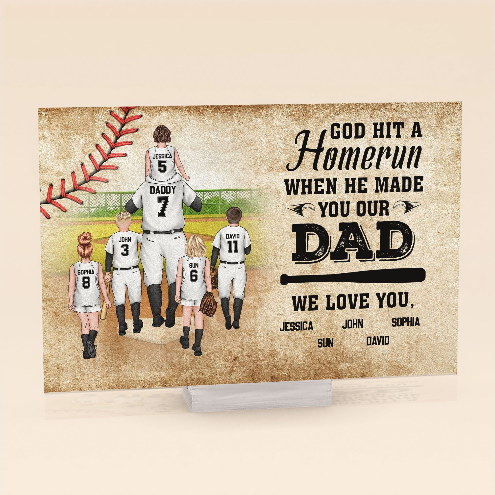 God Hit A Homerun When He Made You Our Dad - Personalized Acrylic Plaque
