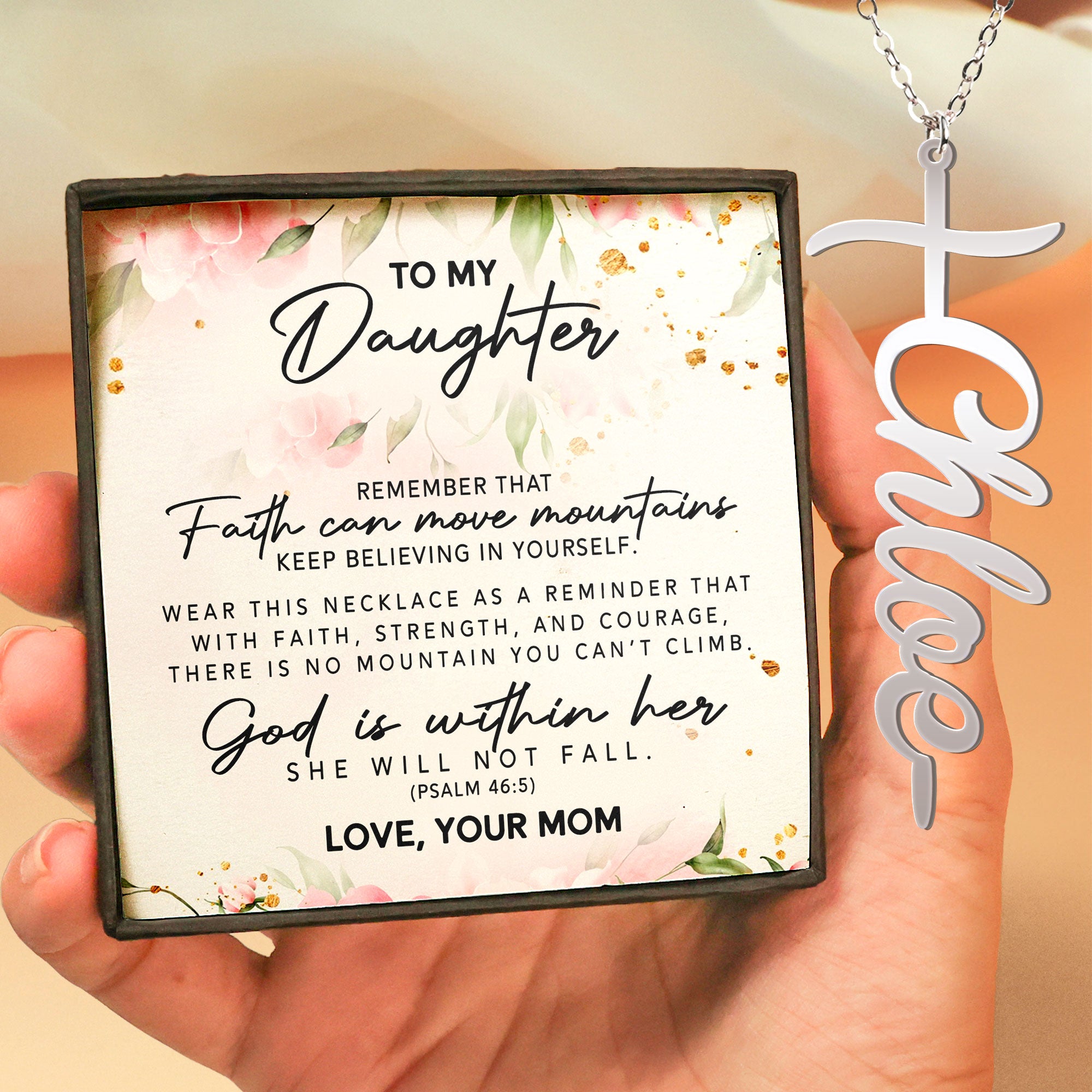 God Is Within Her She Will Not Fall Christian Bible - Custom Name Necklace