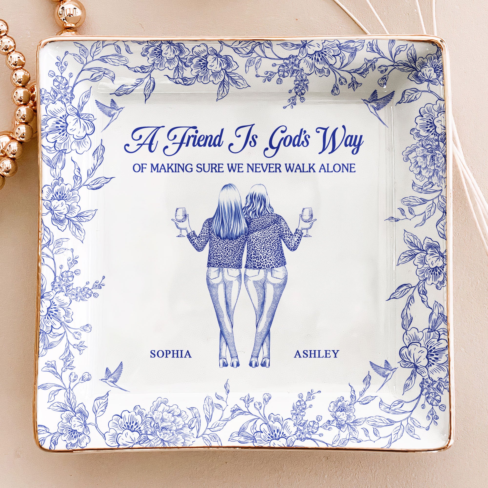 God's Way Of Making Sure We Never Walk Alone - Personalized Jewelry Dish