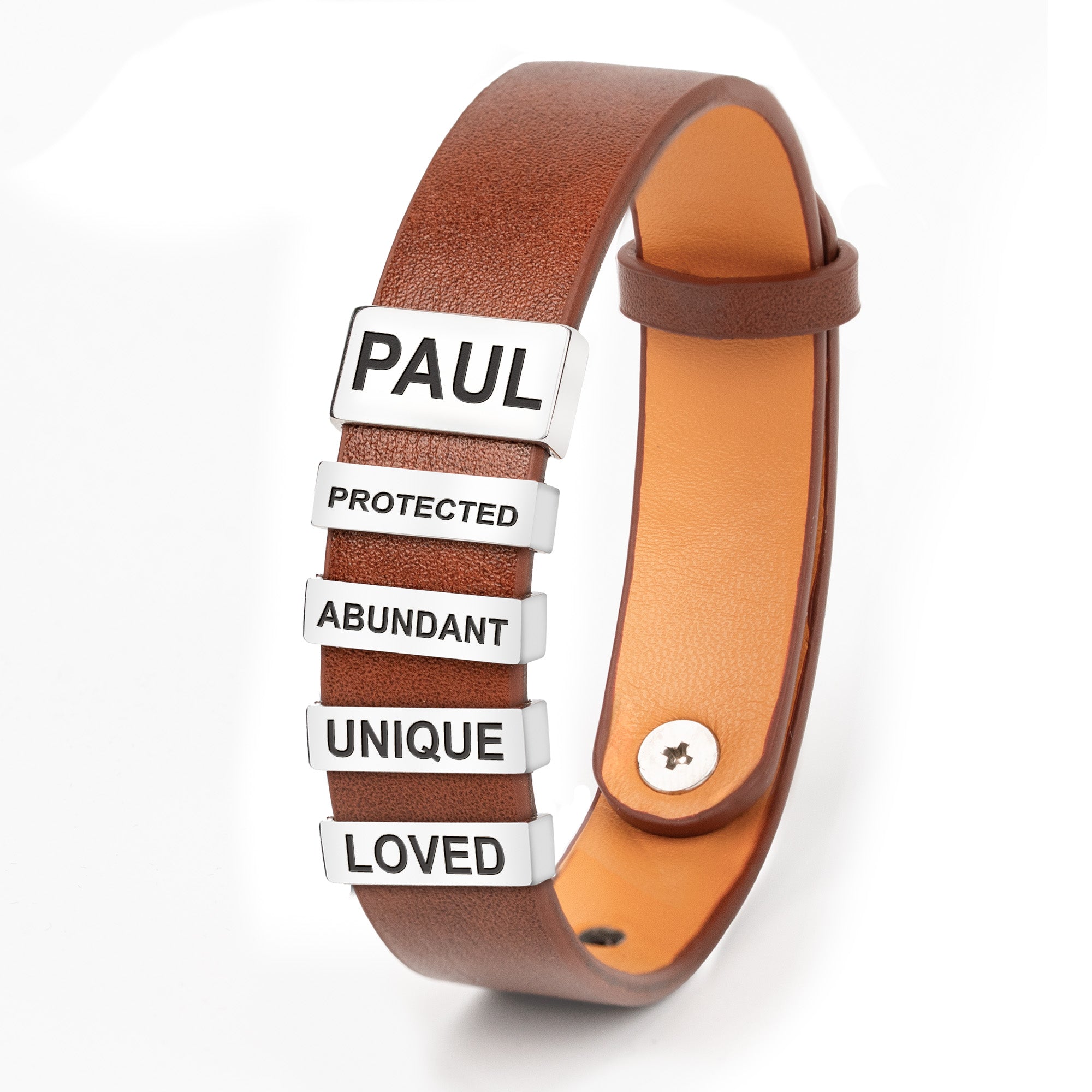 God Say I Am - Personalized Leather Bracelet With Name Beads