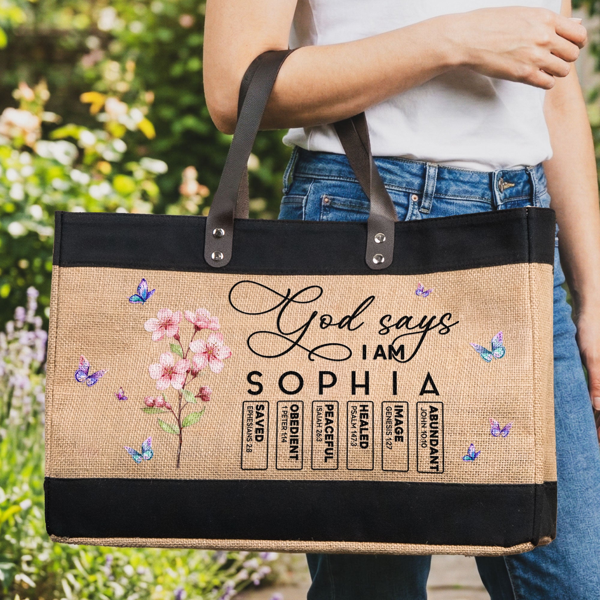 God Says I Am Name In Bible Verse - Personalized Tote Bag