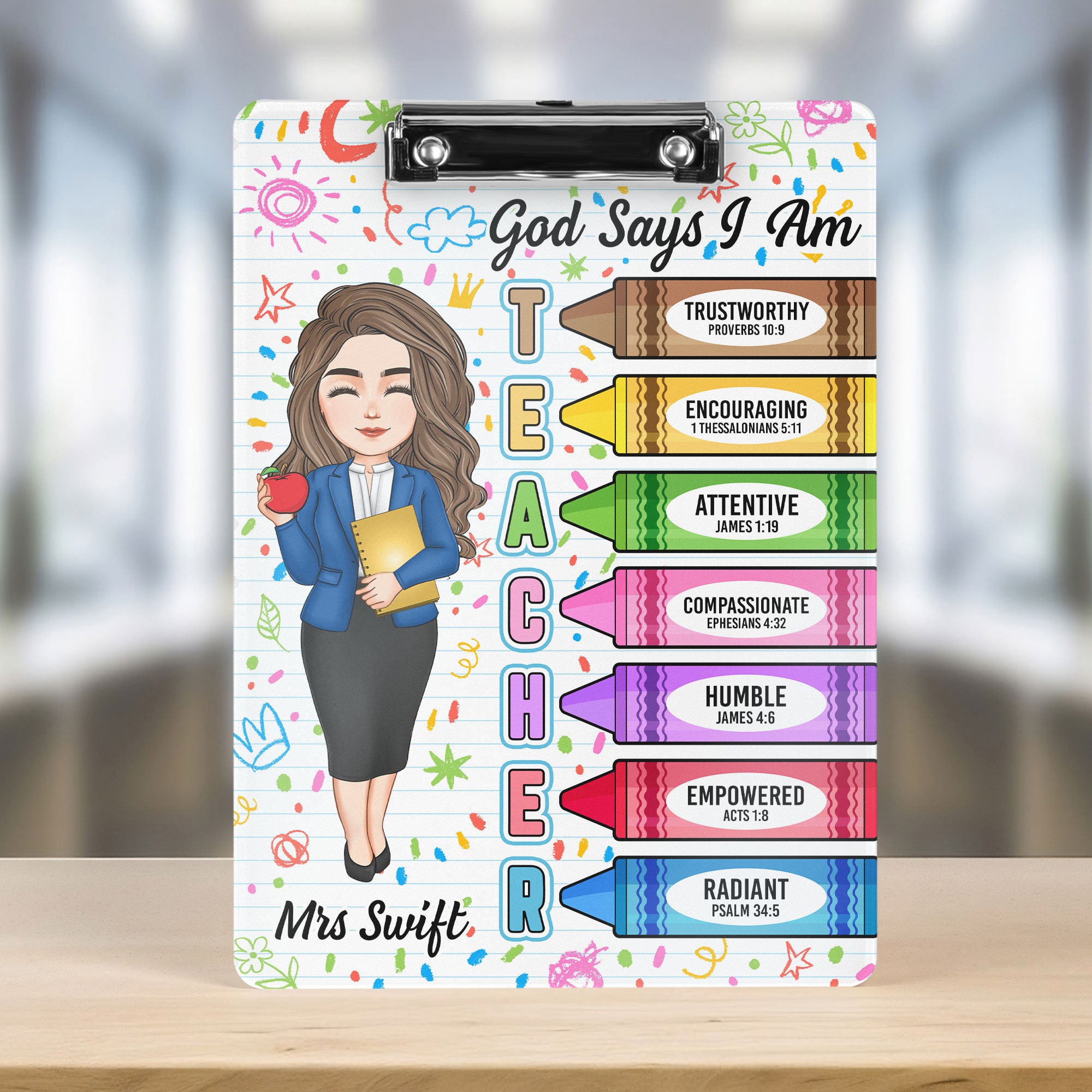 God Says I Am Teacher Christian Bible Back To School - Personalized Acrylic Clipboard