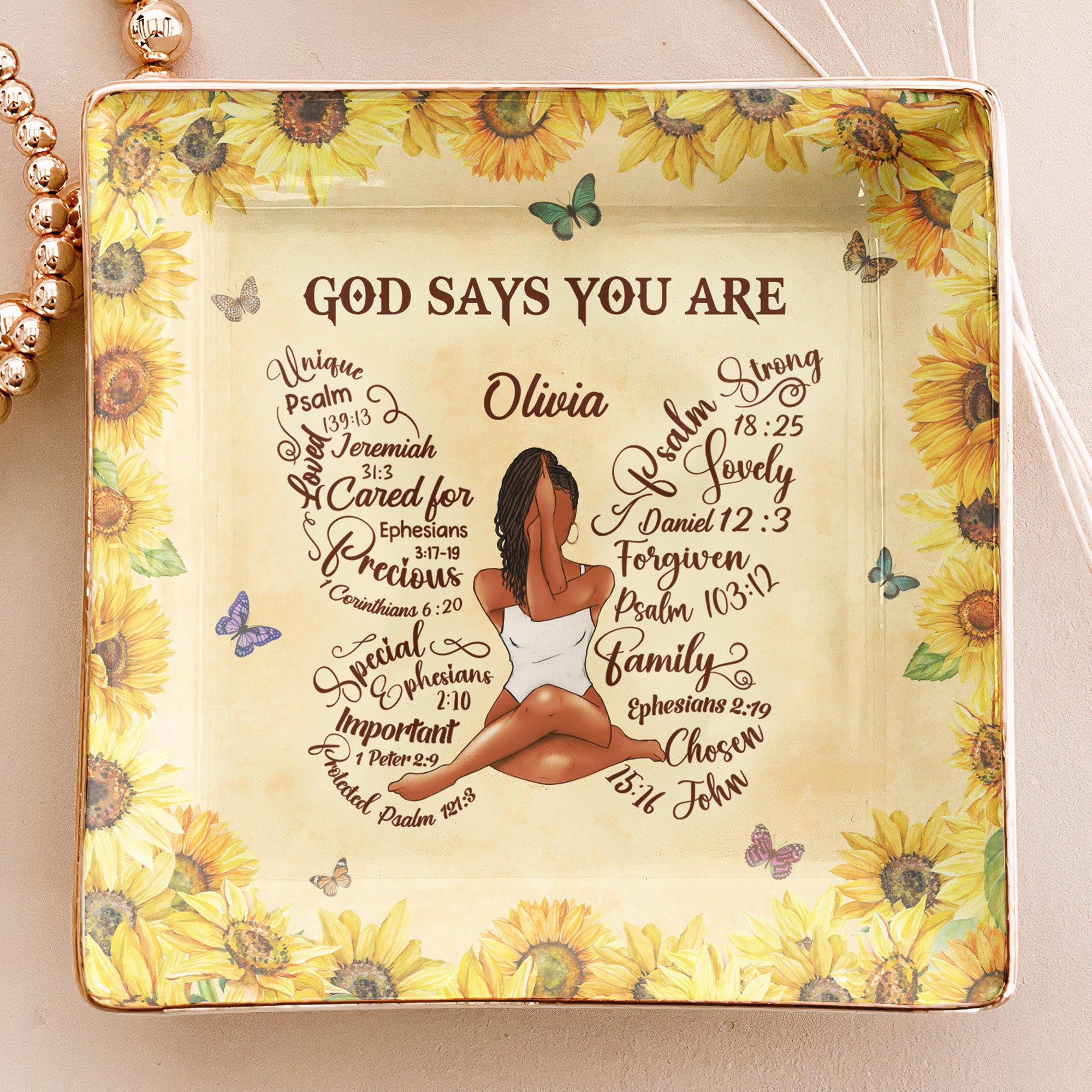 God Says You Are Bible Verses In Butterfly-Shaped - Personalized Jewelry Dish