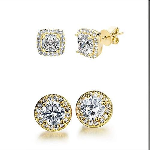 2 Pairs: Swarovski Elements Halo Goldtone Studs - 3 Finishes, , Riakoob Jewelry, Riakoob Jewelry  jewelryjewelry deals, swarovski crystal jewelry, groupon jewelry,, jewelry for mom,