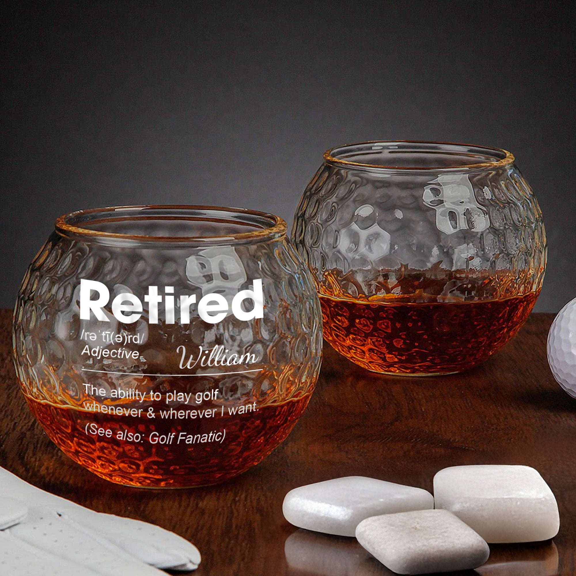 Golf Retirement Gifts For Dad, Husband, Grandpa, Golfers - Personalized Golf Whiskey Glass