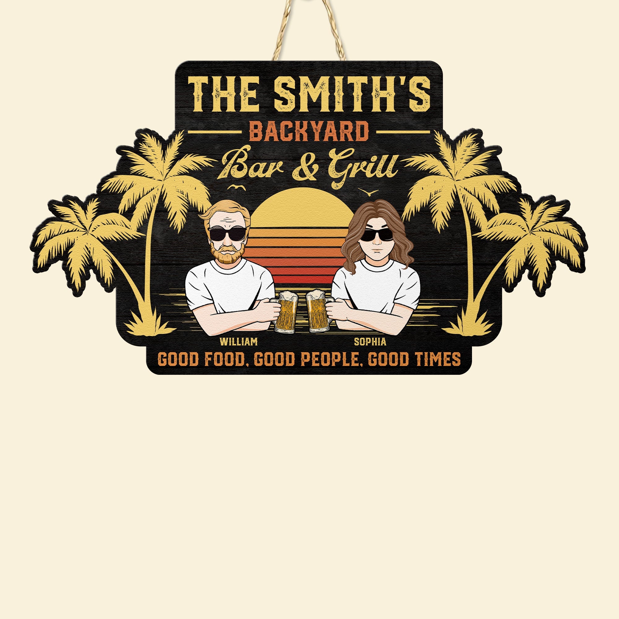 Good Food, Good People, Good Times - Personalized Custom Shaped Wood Sign